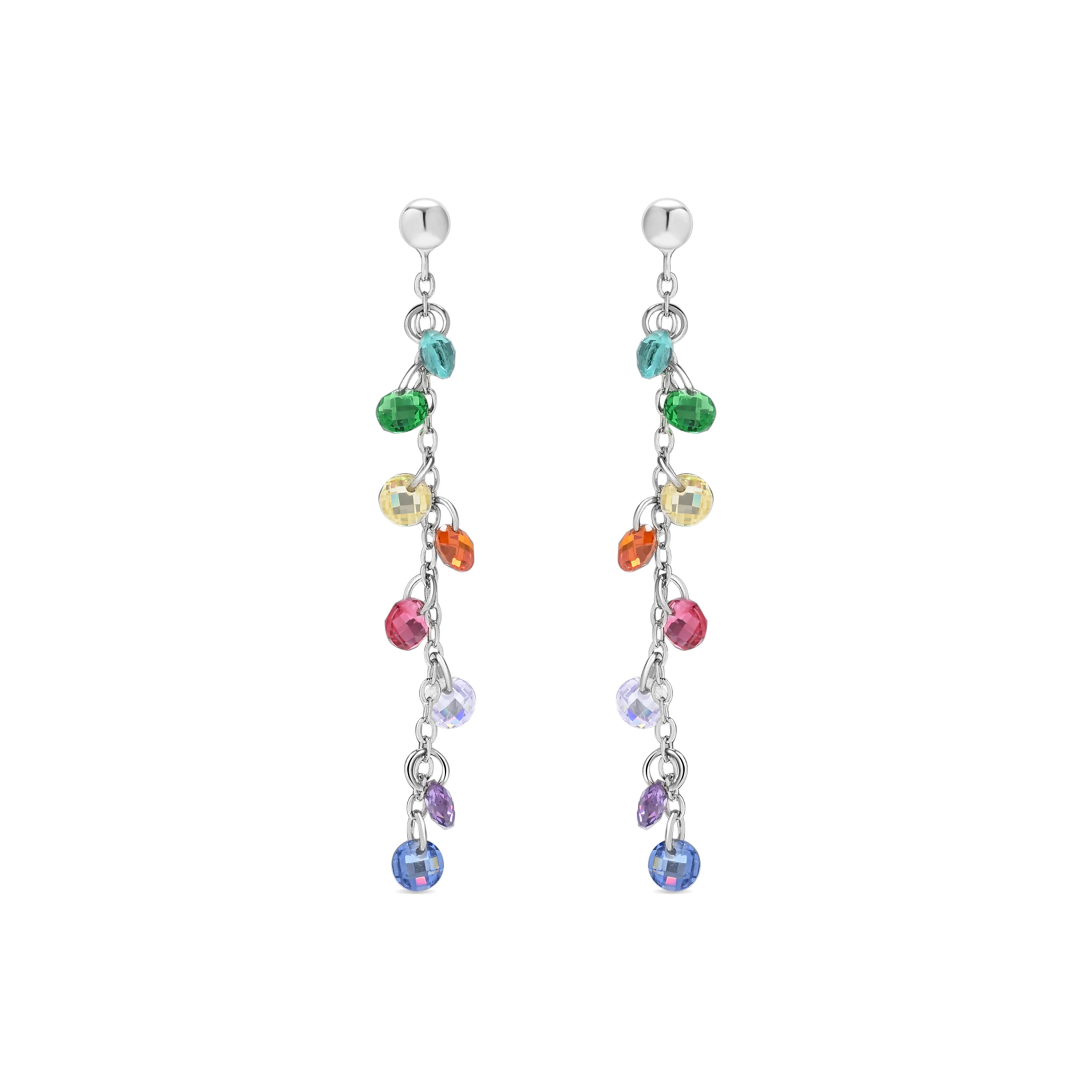 Pendientes de Plata de Ley 925 y Circonita Multicolor acabado en rodio - Diham