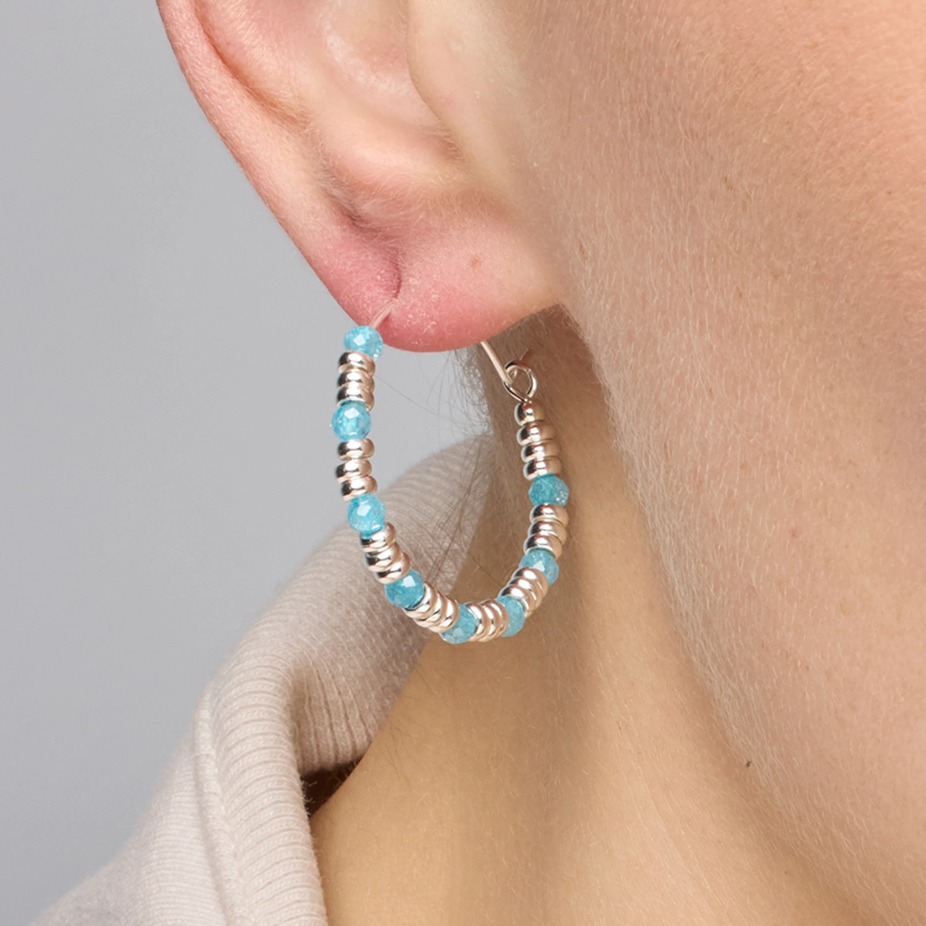 Pendientes de Plata de Ley 925 y Circonita Aguamarina acabado rodio - Deli - Image 4