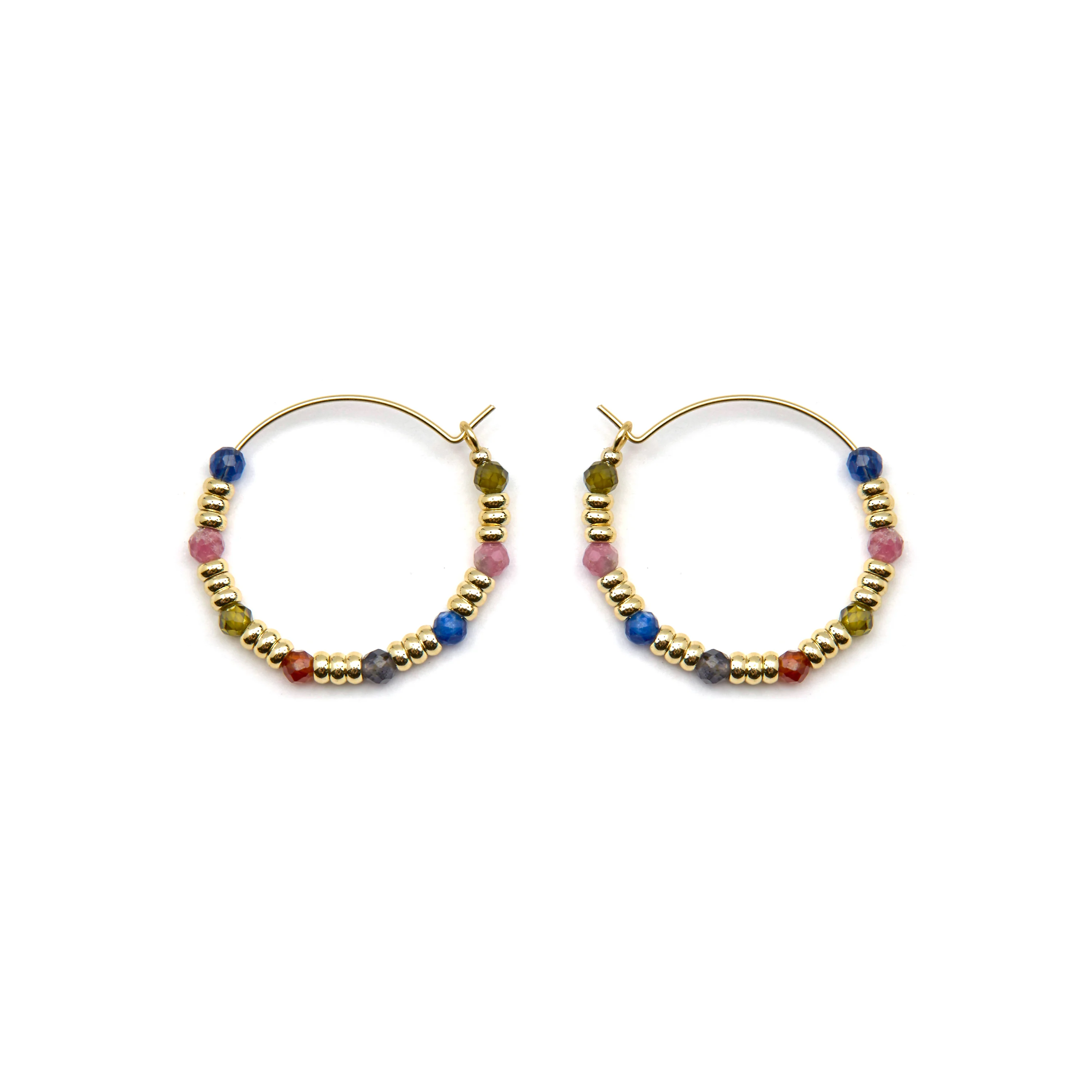 Pendientes de Plata de Ley 925 y Cristal Multicolor acabado oro 18k - Deli - Image 3