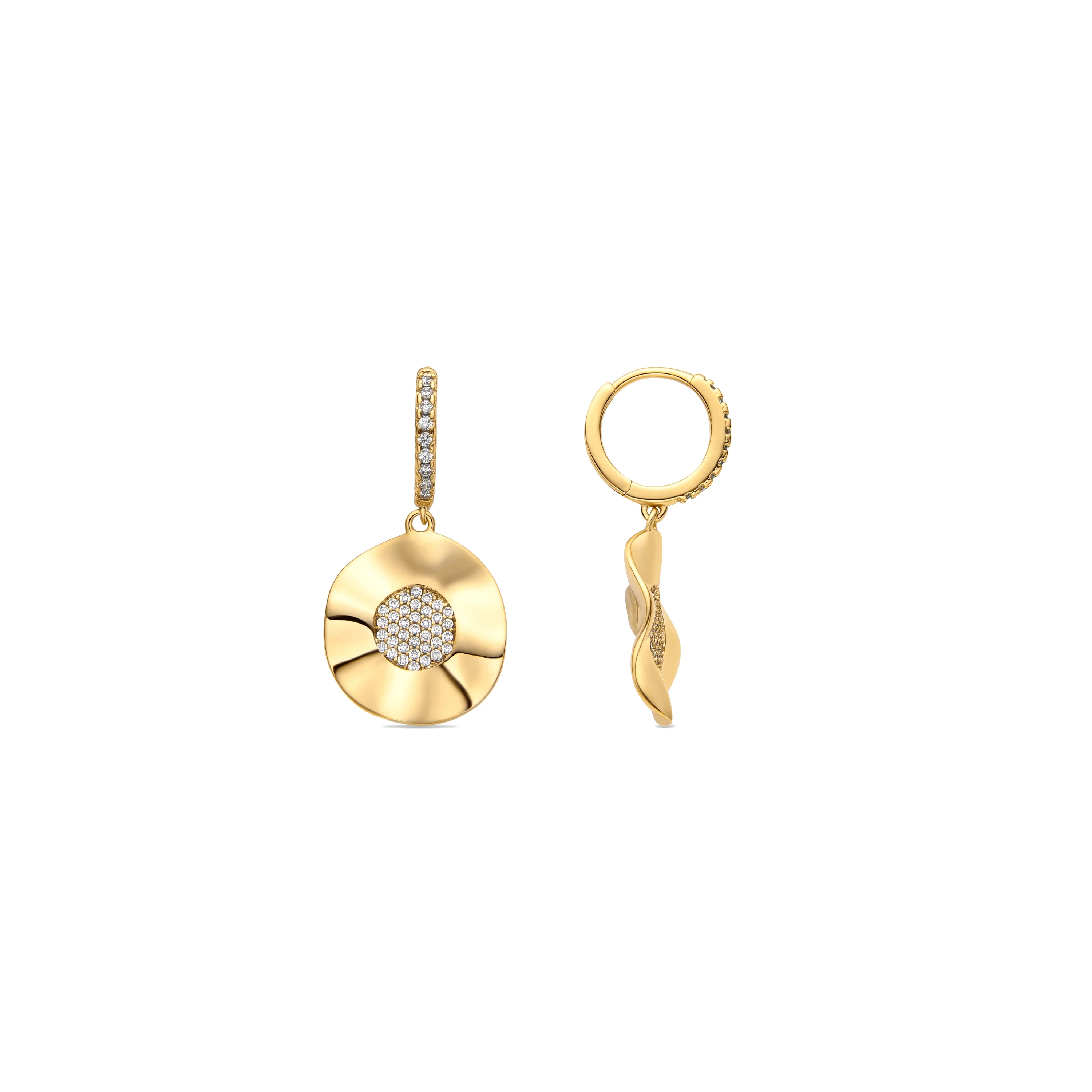 Pendientes con Circonita Brillante acabado oro 18k - Delim