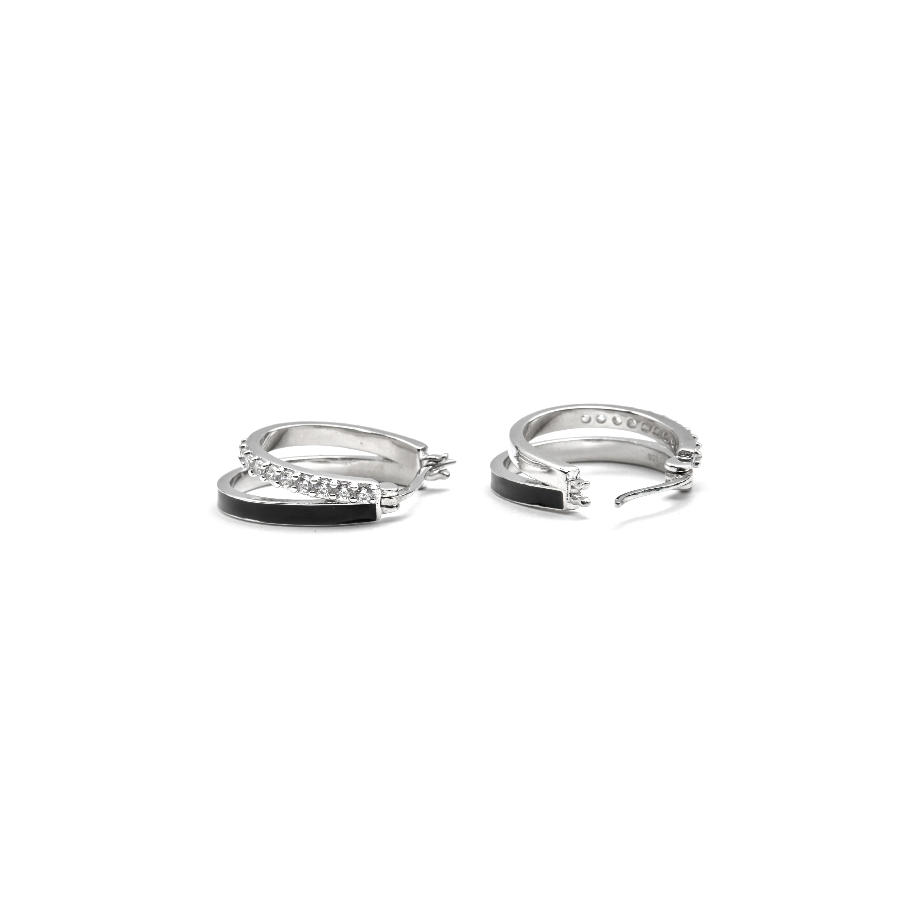 Pendientes de Plata de Ley 925 y Lacado Negro acabado en rodio - Dersa - Image 5