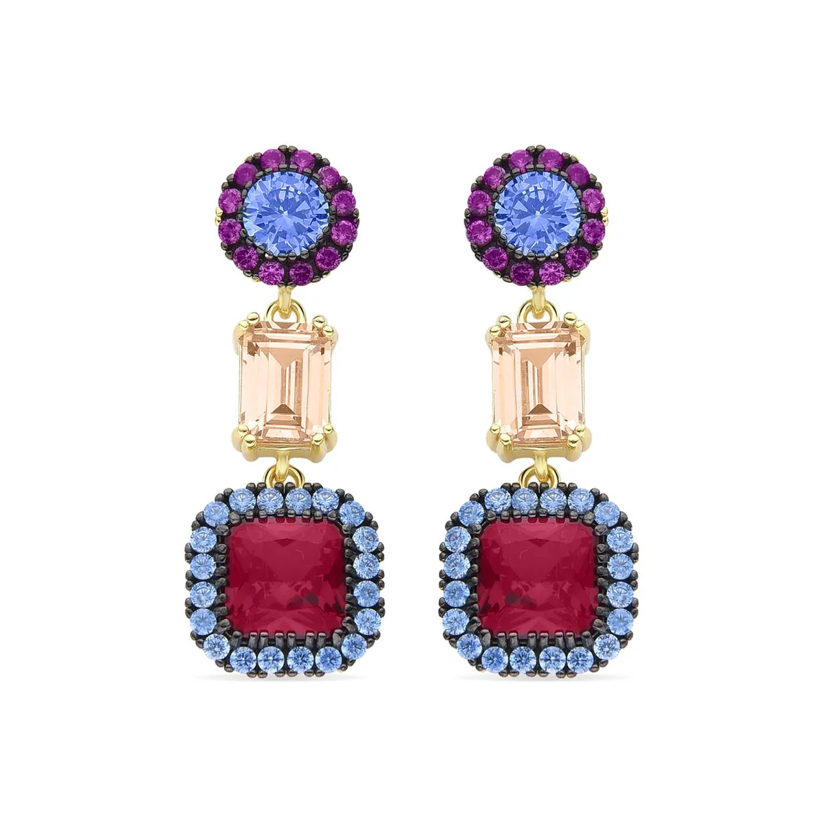Pendientes Dhana Plata De Ley 925 - Dhana MULTICOLOR