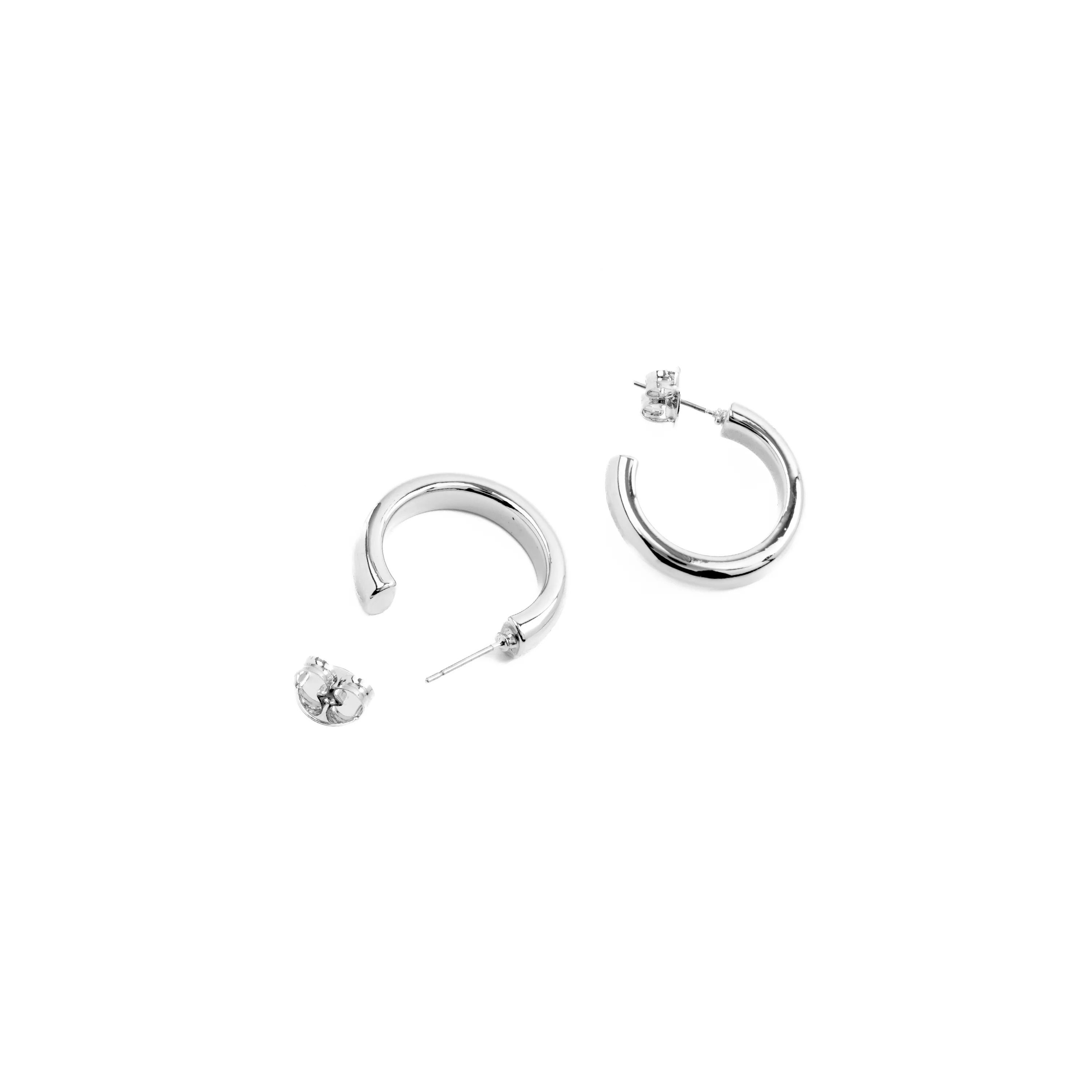Pendientes de 25mm de diámetro acabados en rodio - Difie - Image 5