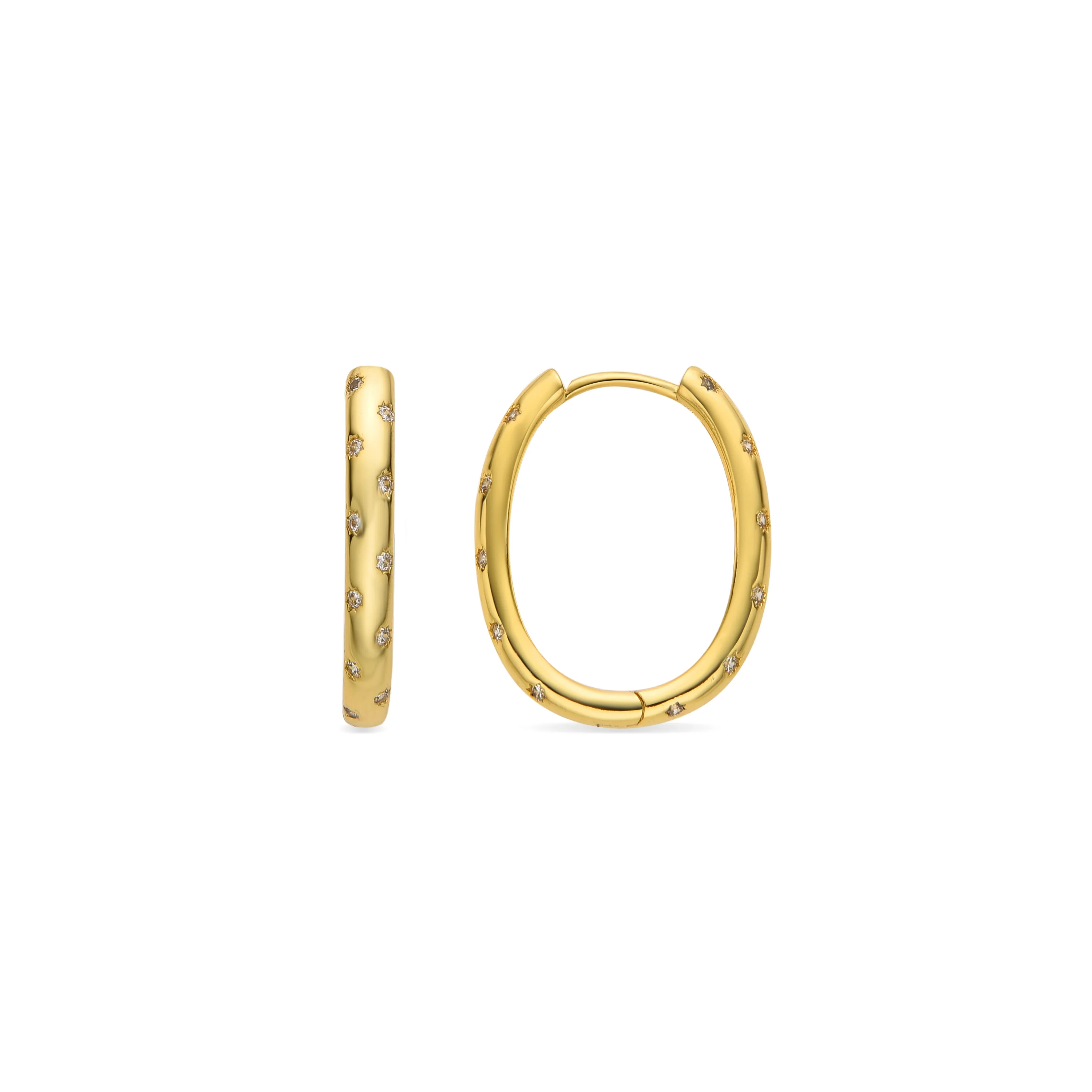 Pendientes de 18mm de diámetro con Circonita Brillante acabado oro 18k - Dinlah
