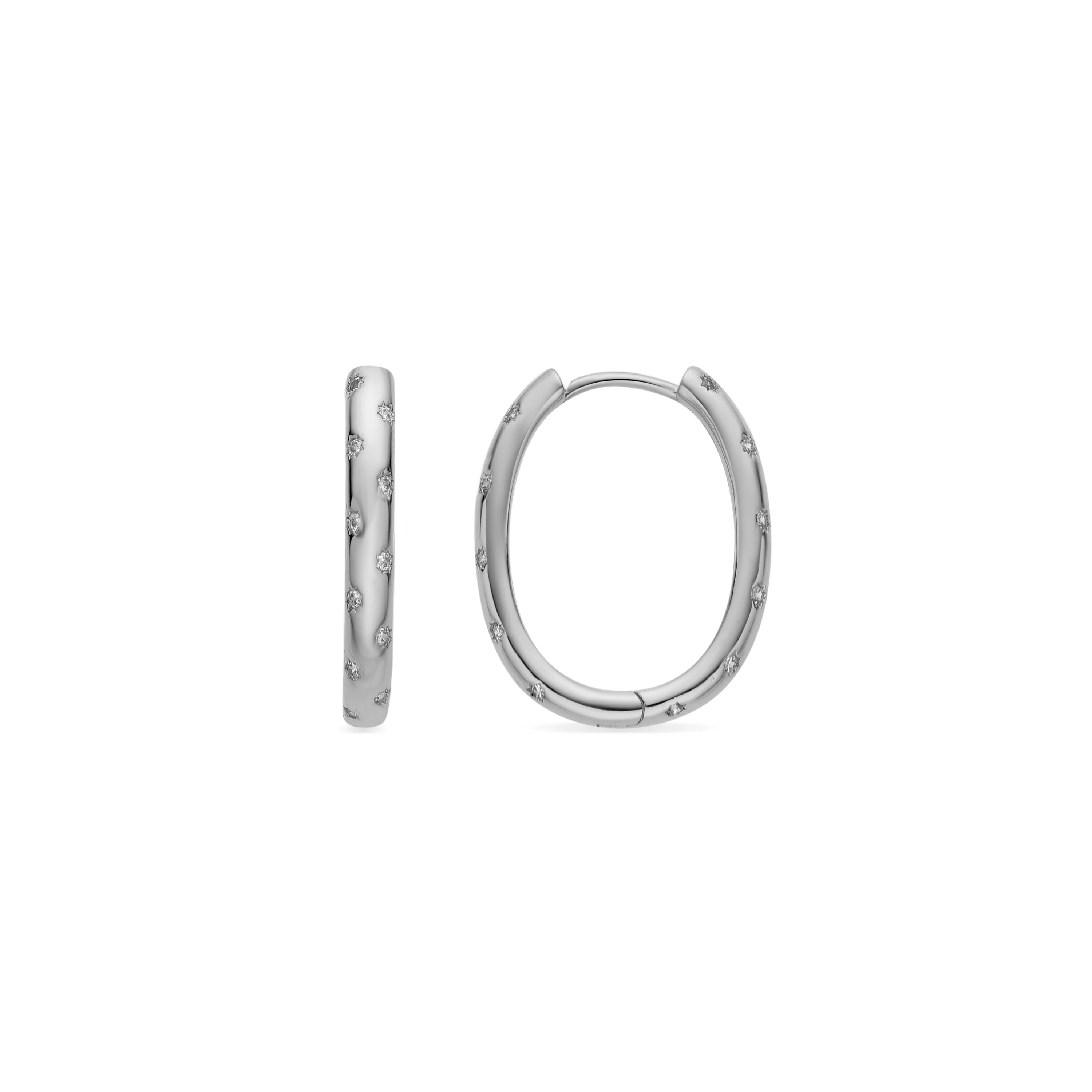 Pendientes de 15mm de diámetro con circonita acabado plata - Dinlah