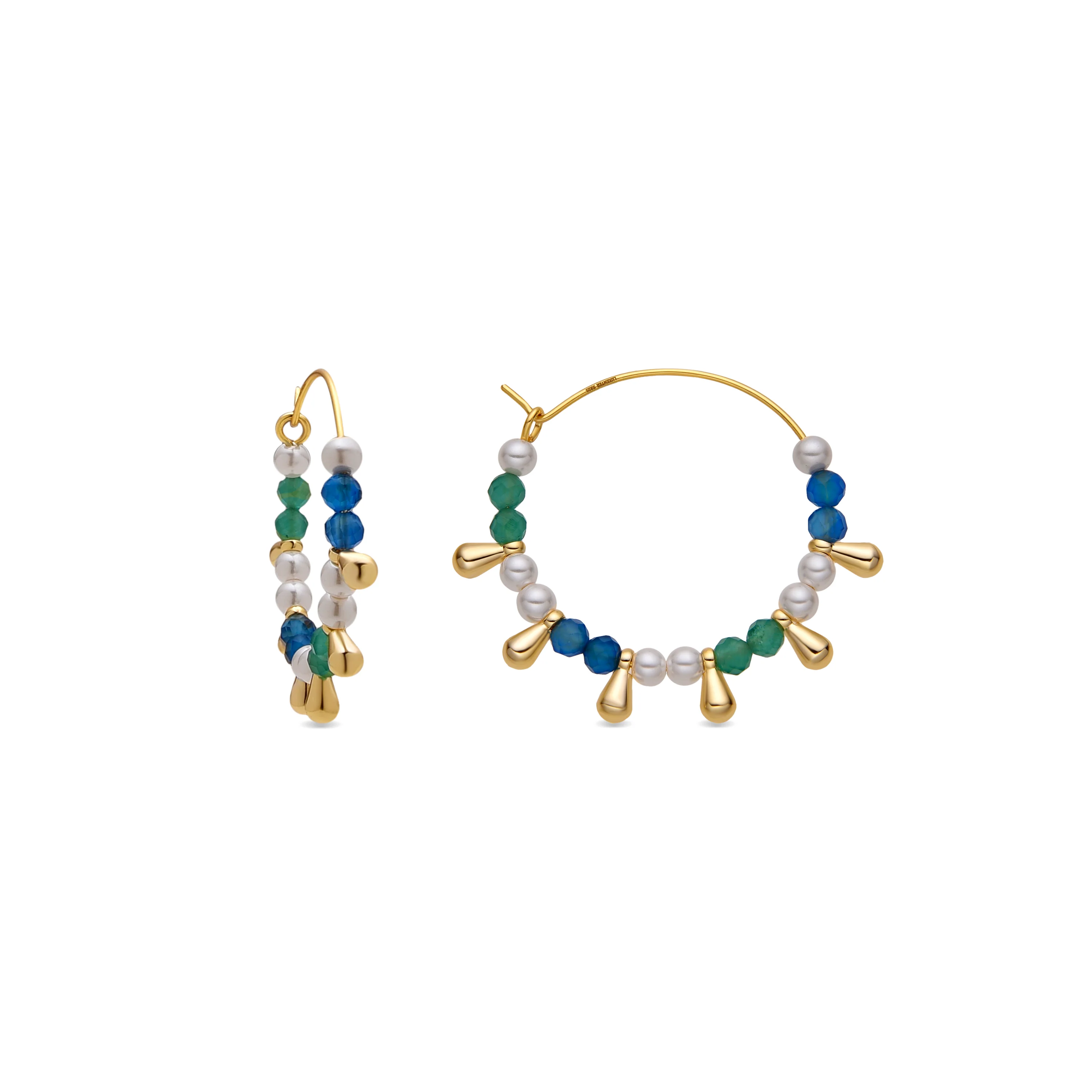 Pendientes de Plata de Ley 925 y Cristal Azul Oscuro acabado oro 18k - Dirad