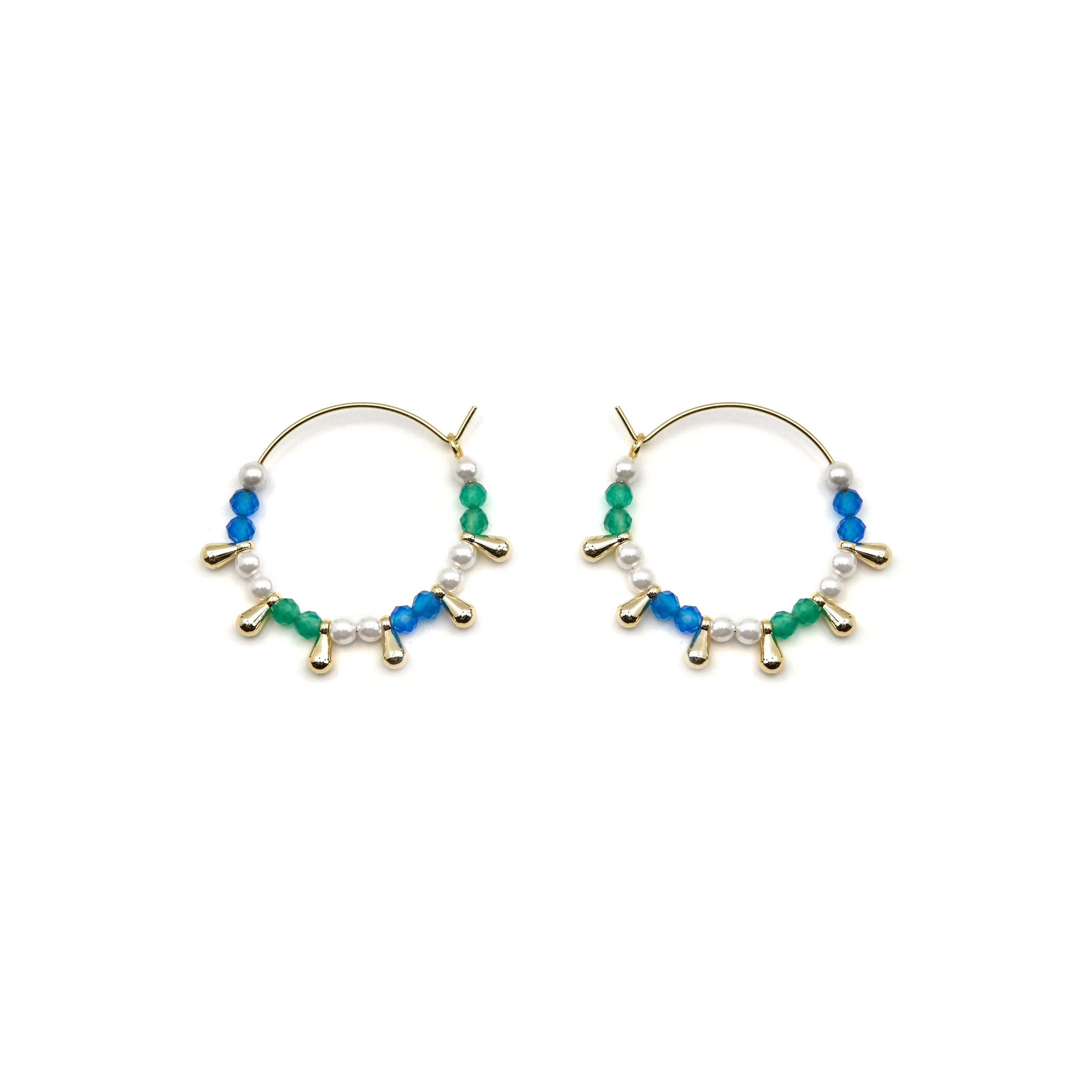Pendientes de Plata de Ley 925 y Cristal Azul Oscuro acabado oro 18k - Dirad - Image 3