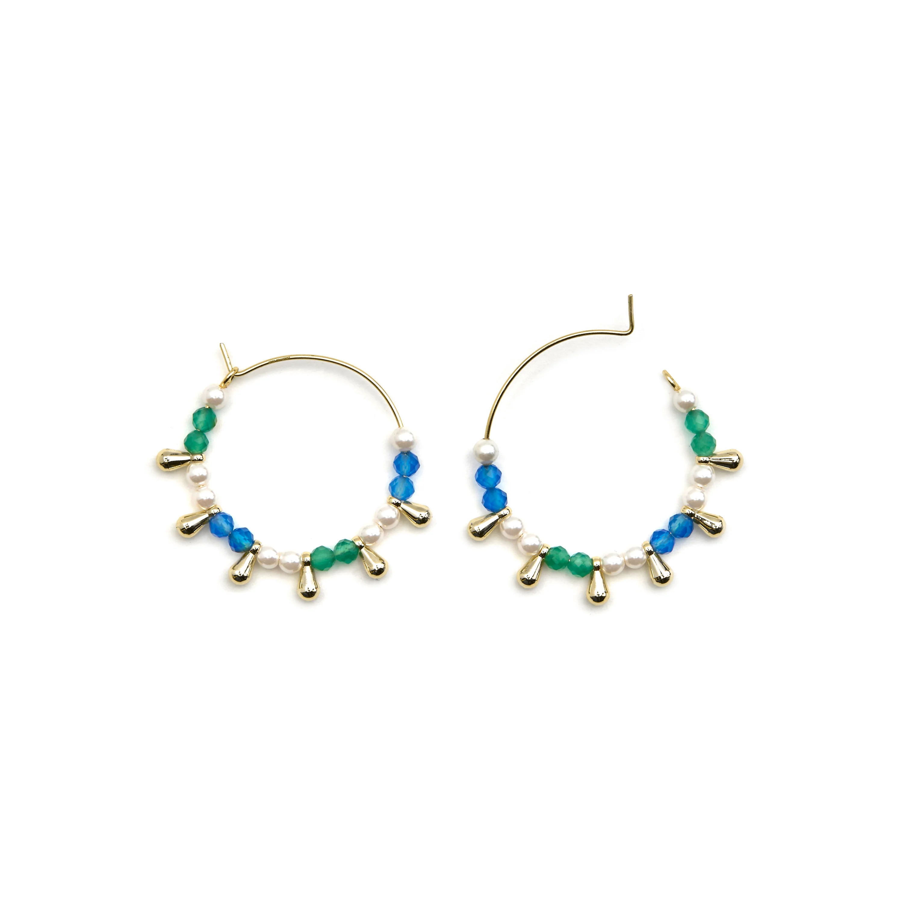 Pendientes de Plata de Ley 925 y Cristal Azul Oscuro acabado oro 18k - Dirad - Image 5