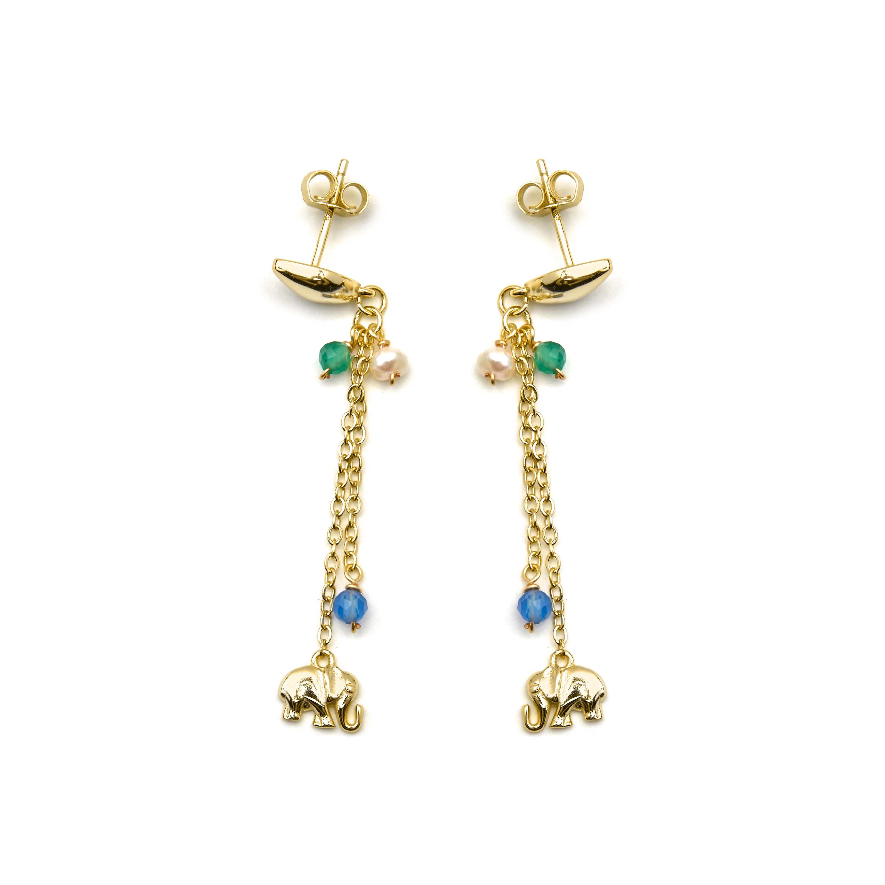 Pendientes de Plata de Ley 925 y Cristal Azul Oscuro acabado oro 18k - Dirhum - Image 3
