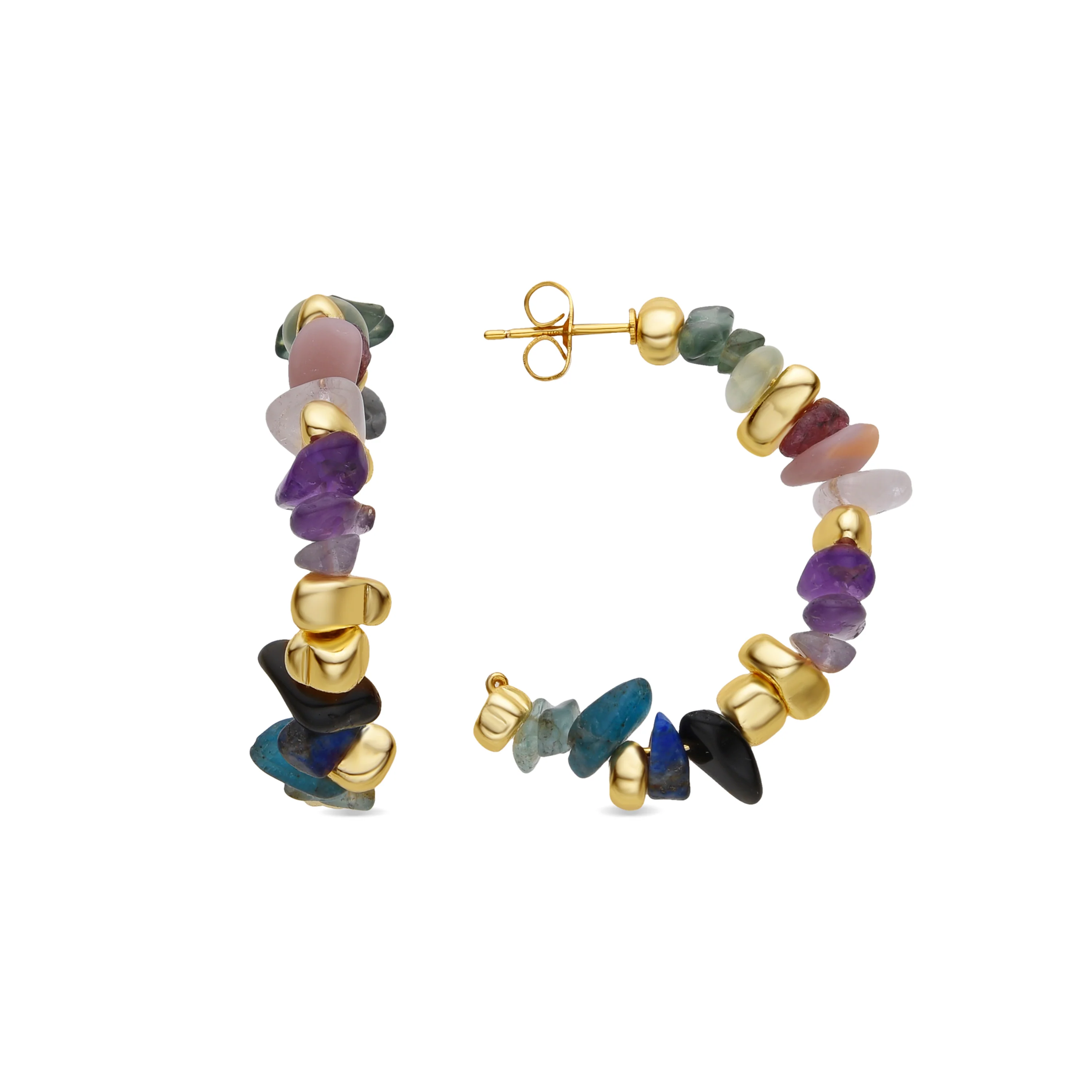 Pendientes de Fluorita acabados en oro amarillo 18K - Diri