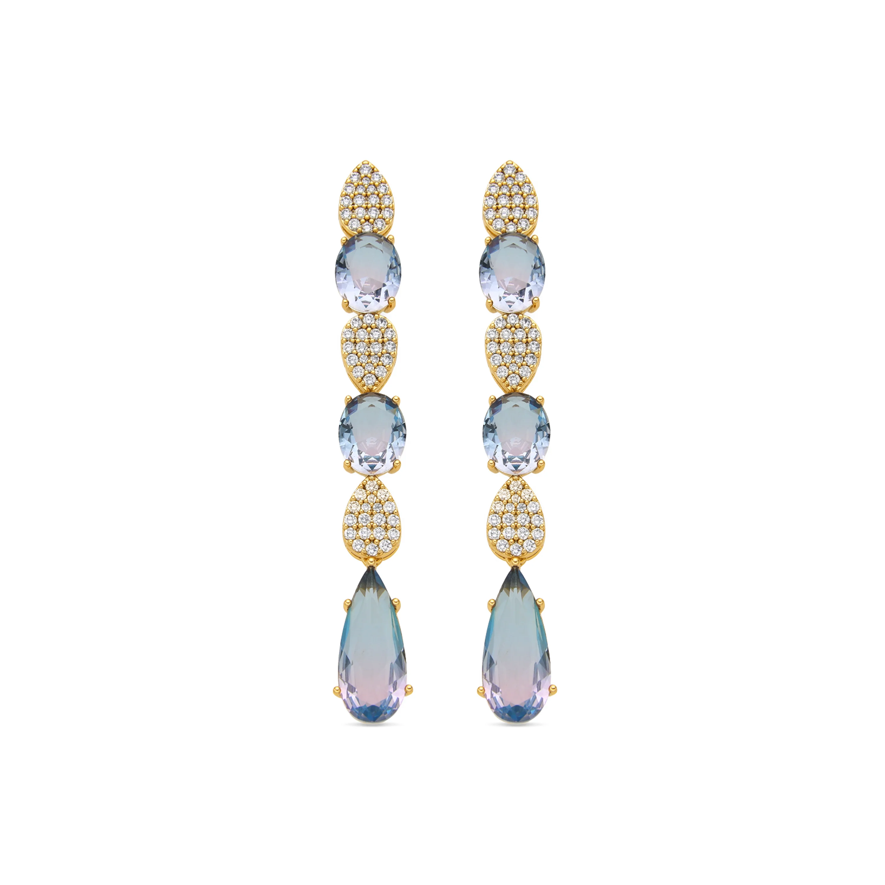 Pendientes con Circonita Multicolor acabado oro 18k - Dirio