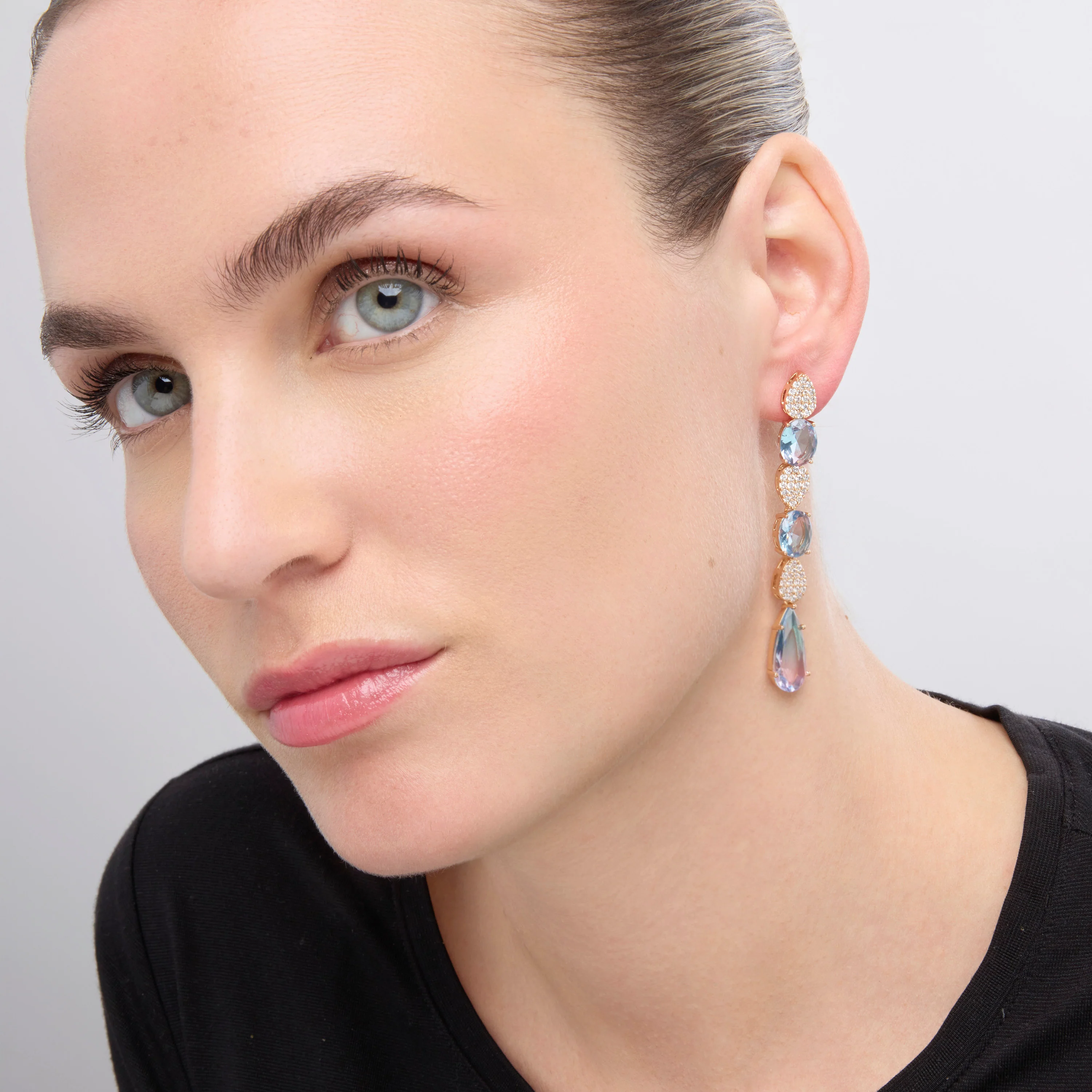 Pendientes con Circonita Multicolor acabado oro 18k - Dirio - Image 2