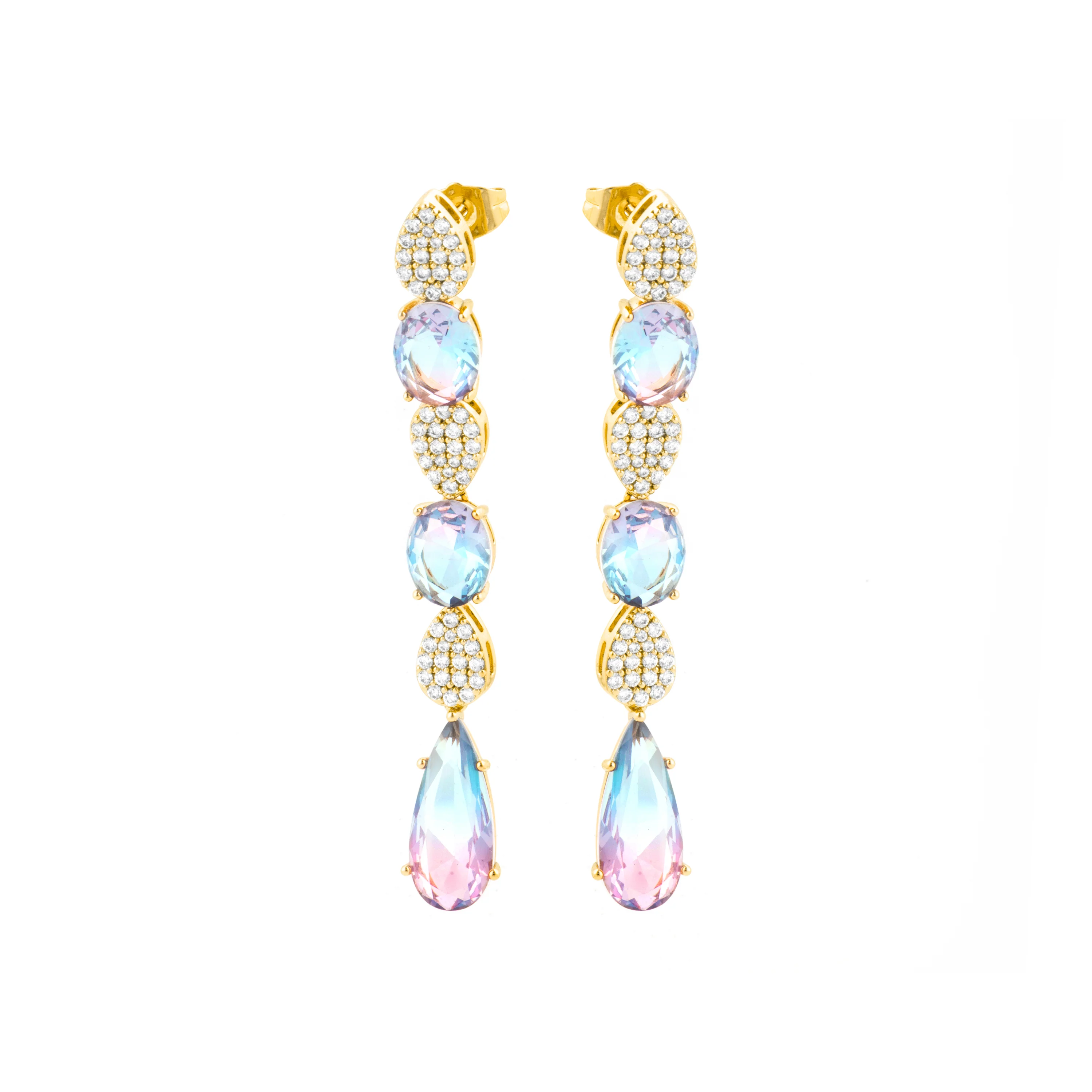 Pendientes con Circonita Multicolor acabado oro 18k - Dirio - Image 3