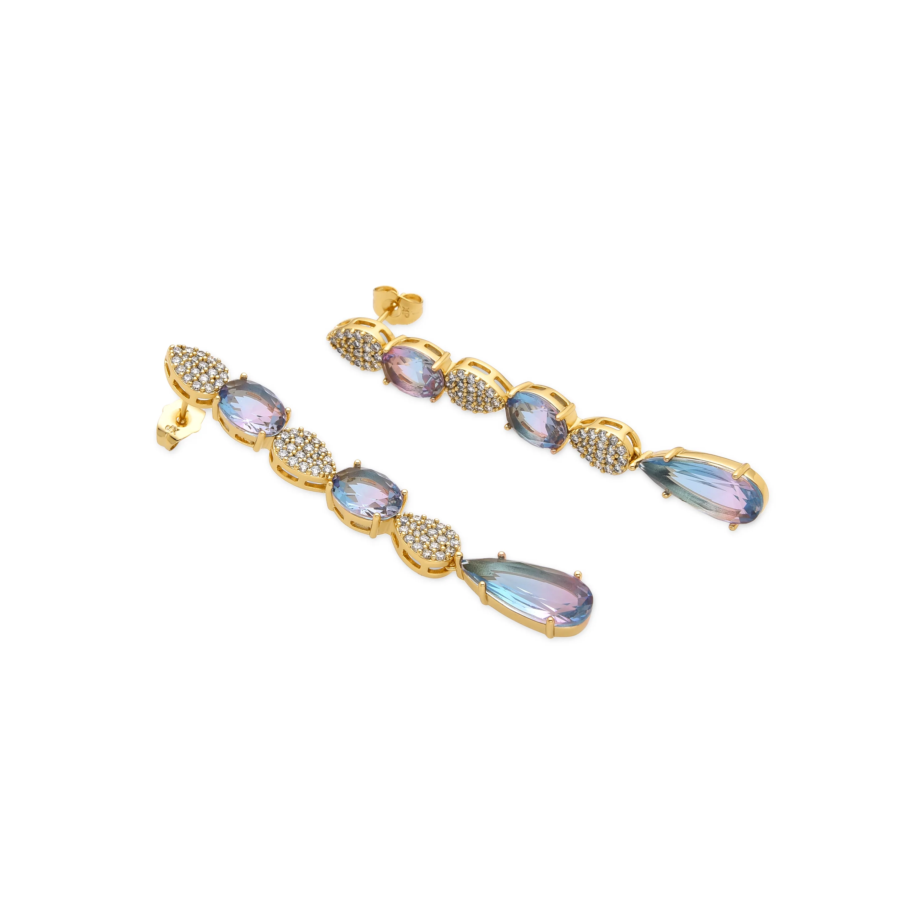 Pendientes con Circonita Multicolor acabado oro 18k - Dirio - Image 5