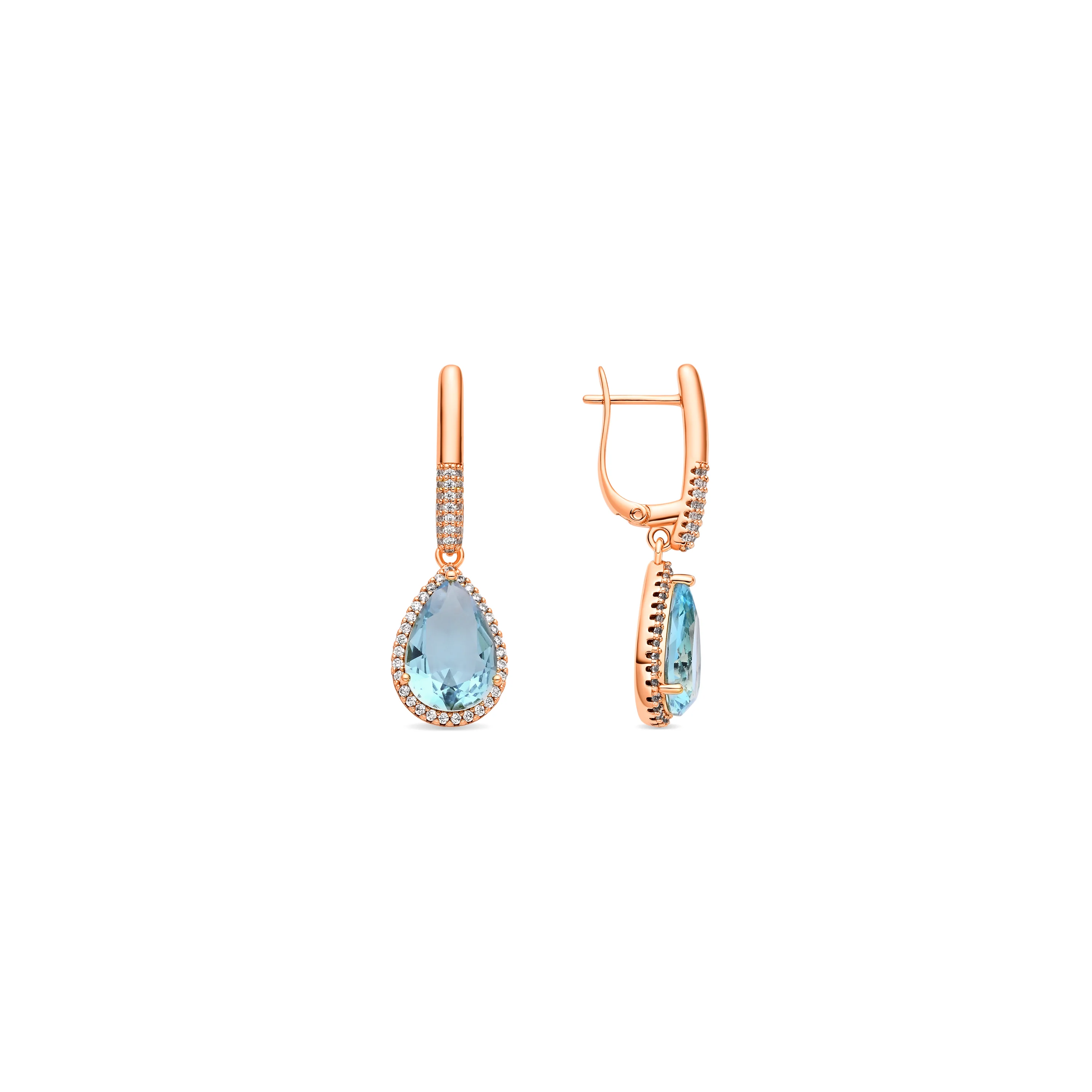 Pendientes de Circonita Aguamarina acabado en oro amarillo de 18k - Dota