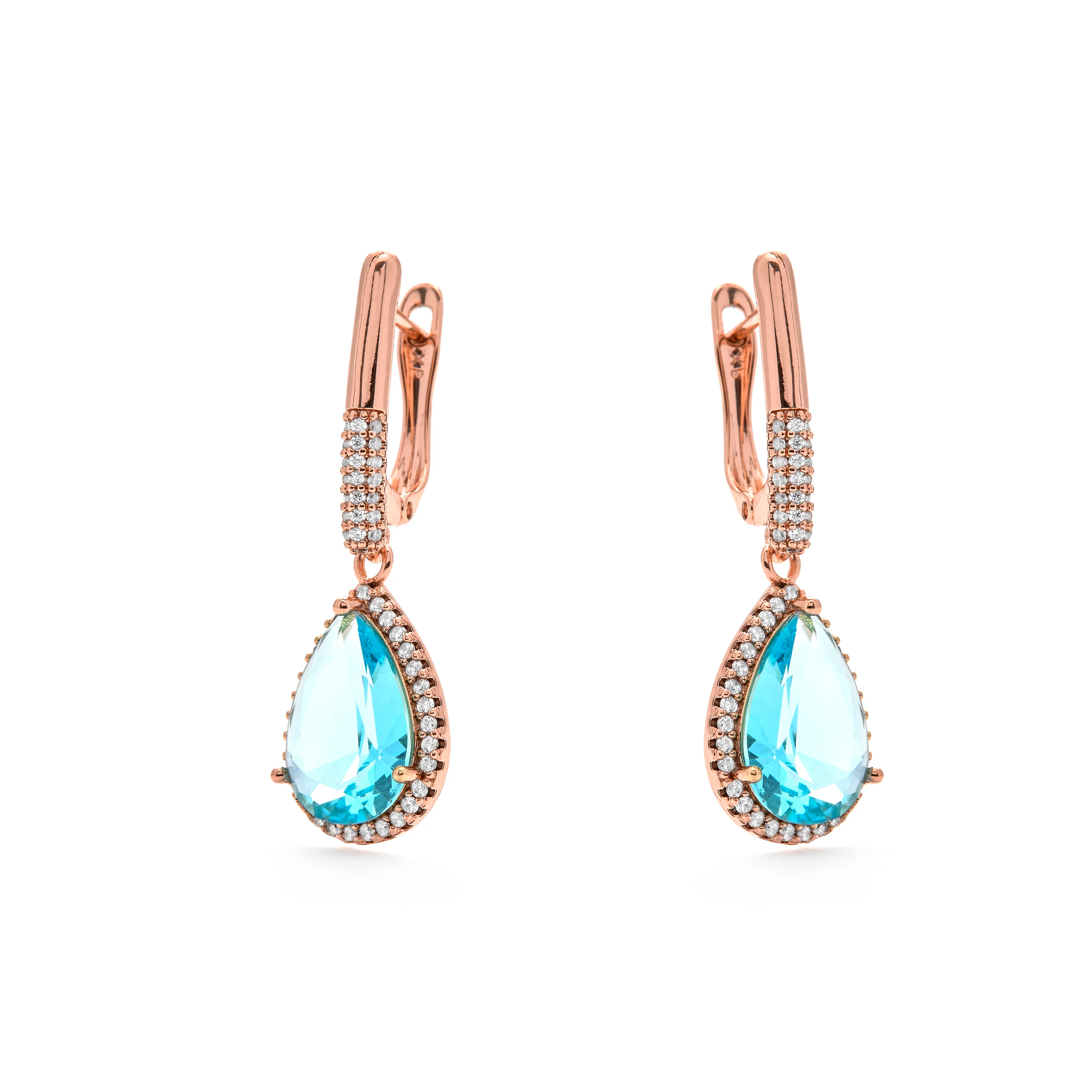 Pendientes de Circonita Aguamarina acabado en oro amarillo de 18k - Dota - Image 3