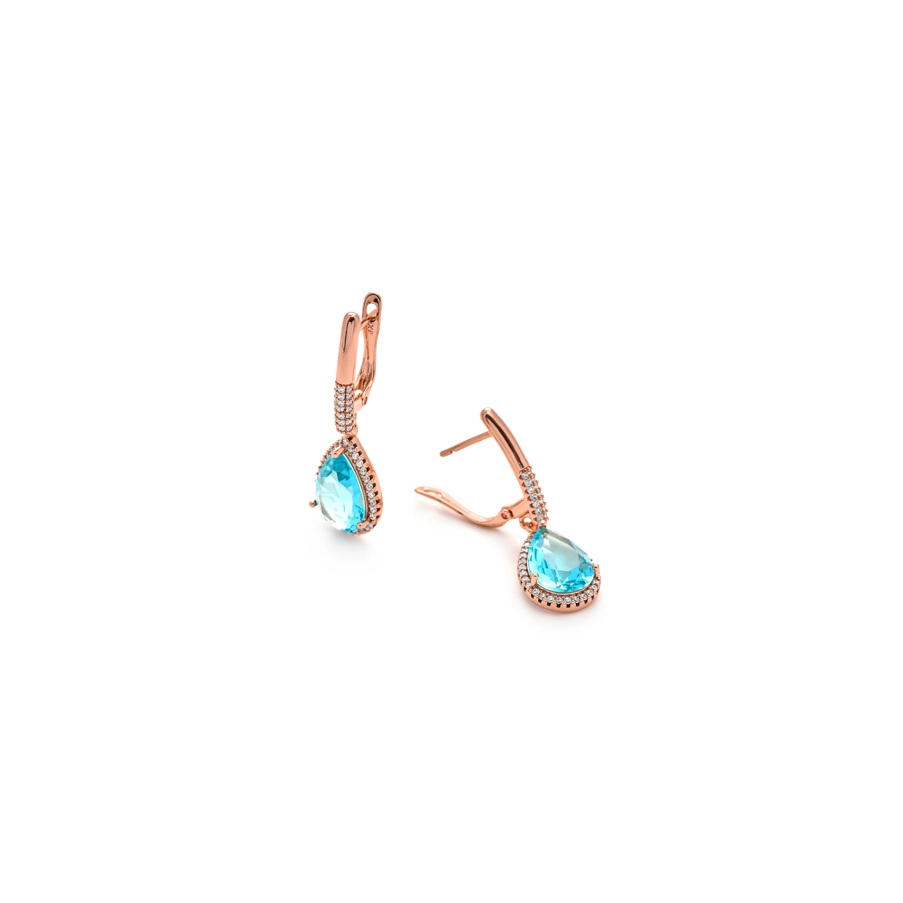 Pendientes de Circonita Aguamarina acabado en oro amarillo de 18k - Dota - Image 5