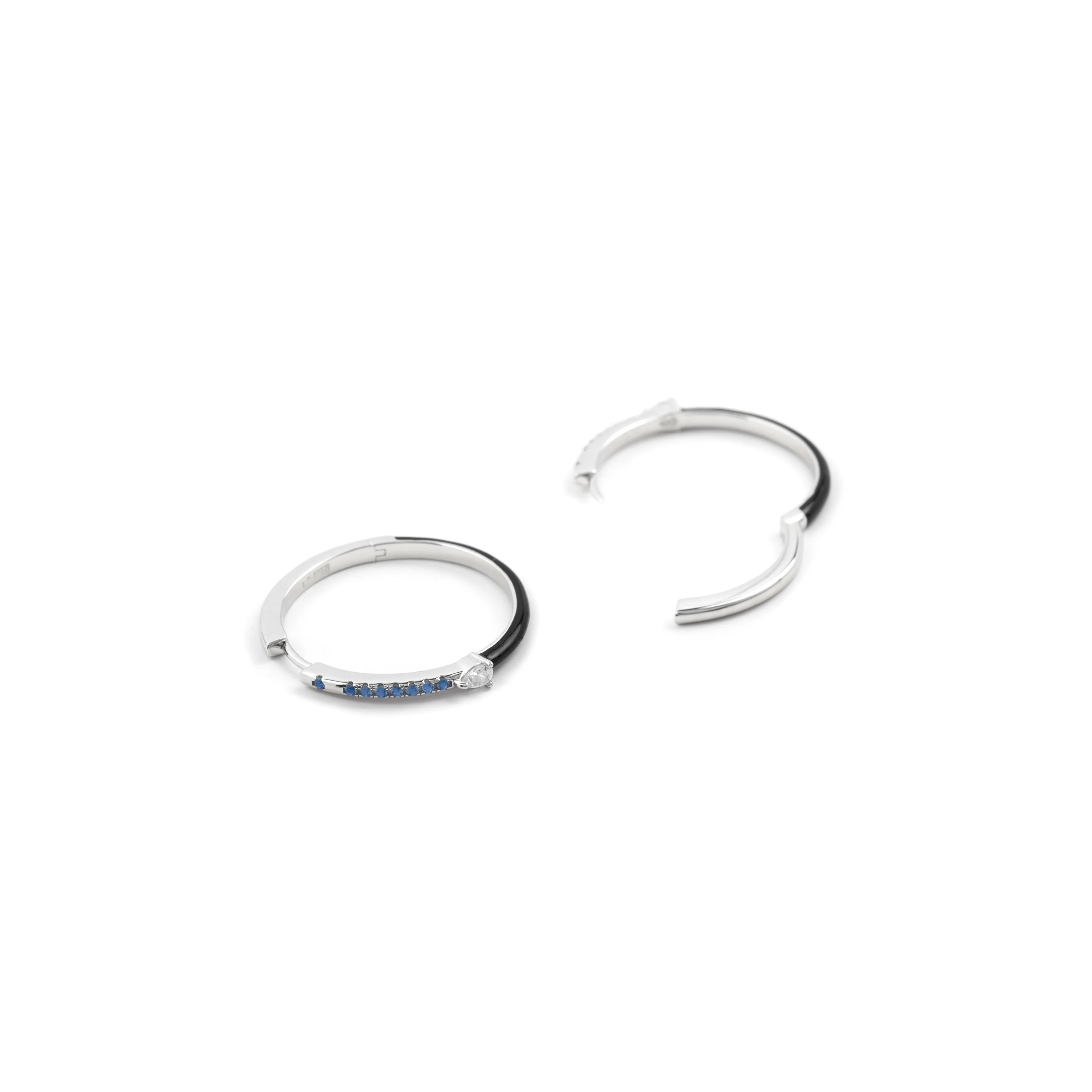 Pendientes de Plata de Ley 925 y Circonita Topacio Azul acabado rodio - Drado - Image 5