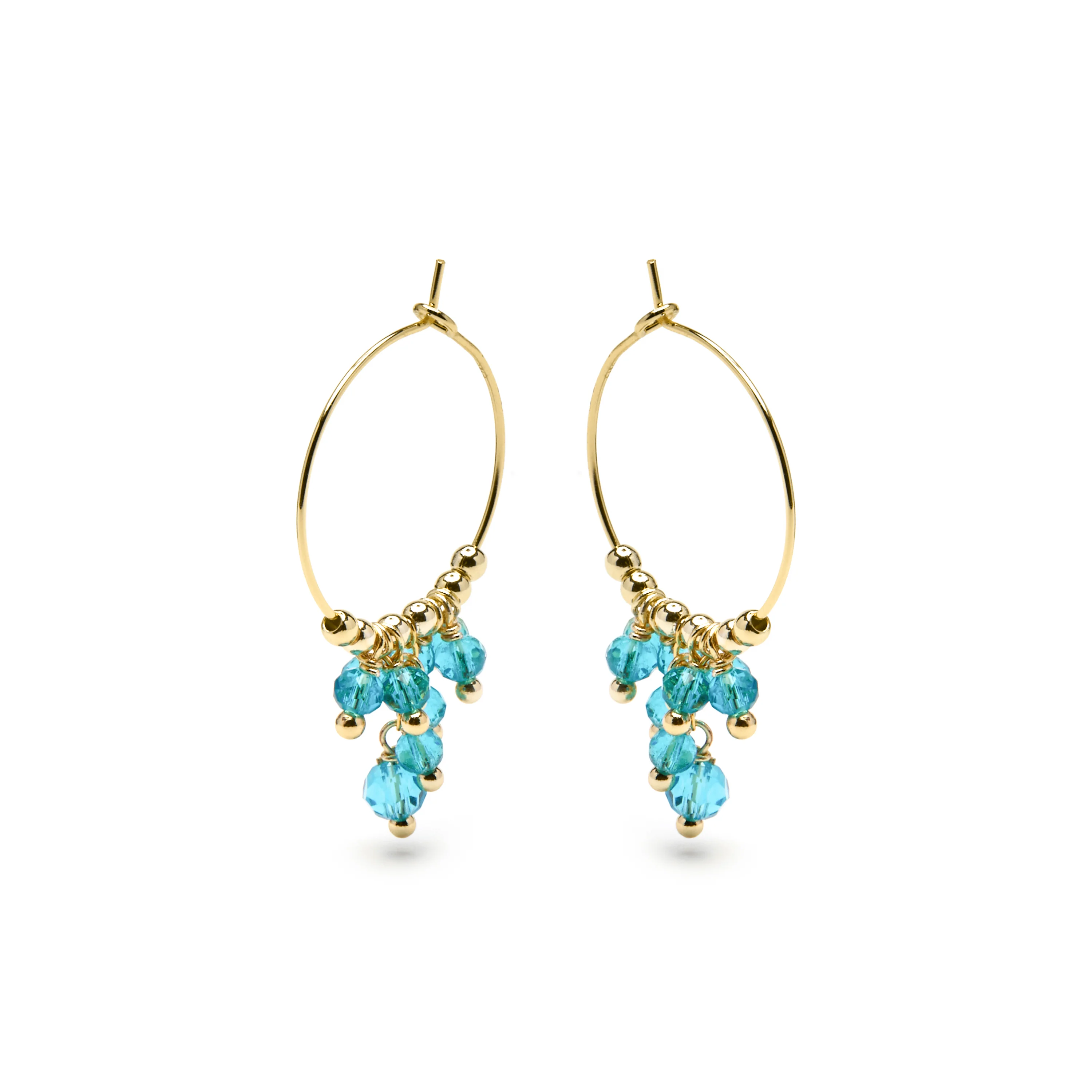 Pendientes de Plata de Ley 925 y Cristal Verde acabado oro amarillo de 18k - Drako - Image 3
