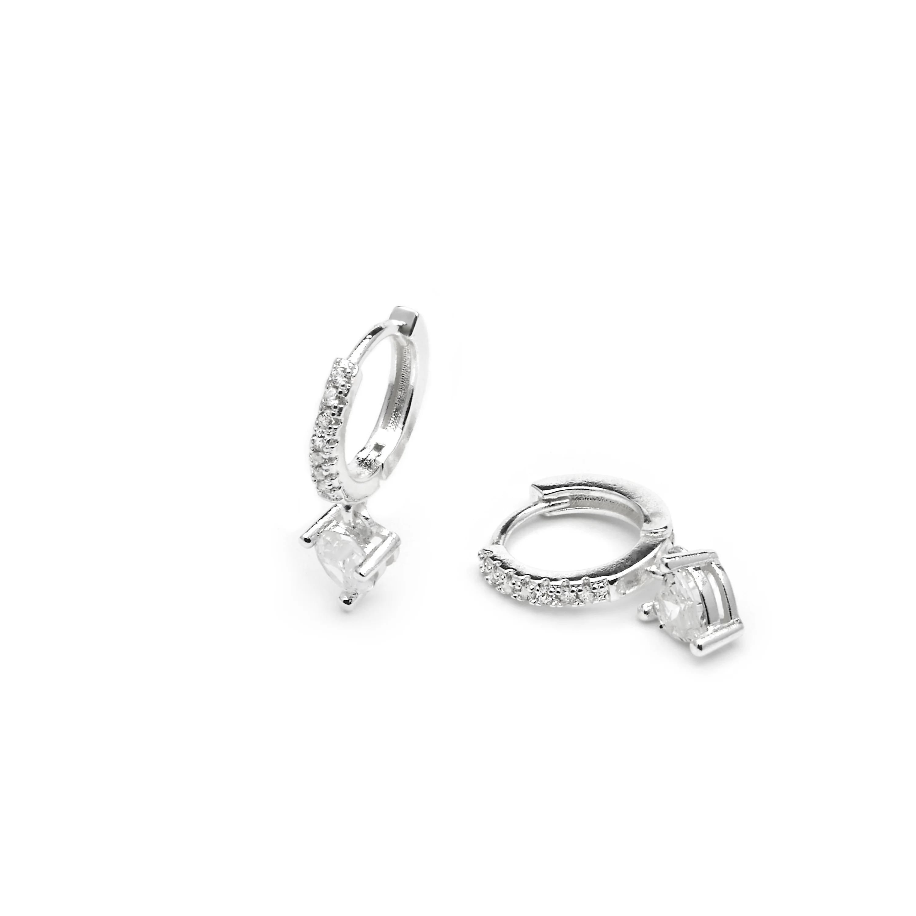 Pendientes acabado plata y Circonita Brillante - Drasa - Image 4
