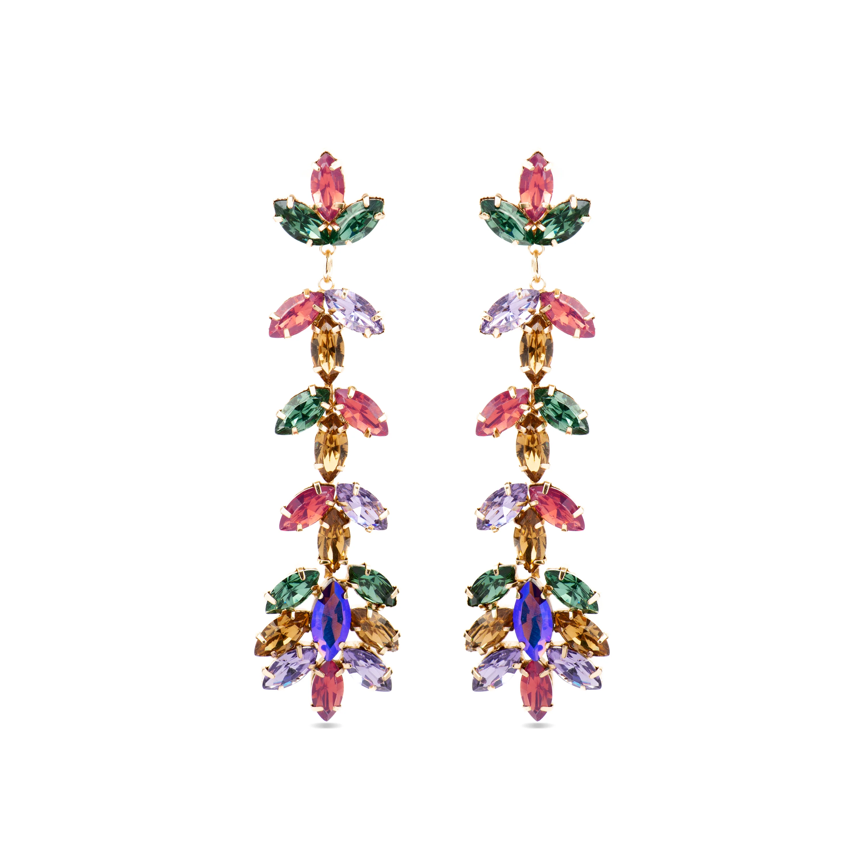 Pendientes con Cristal Multicolor acabado oro 18k - Durblai