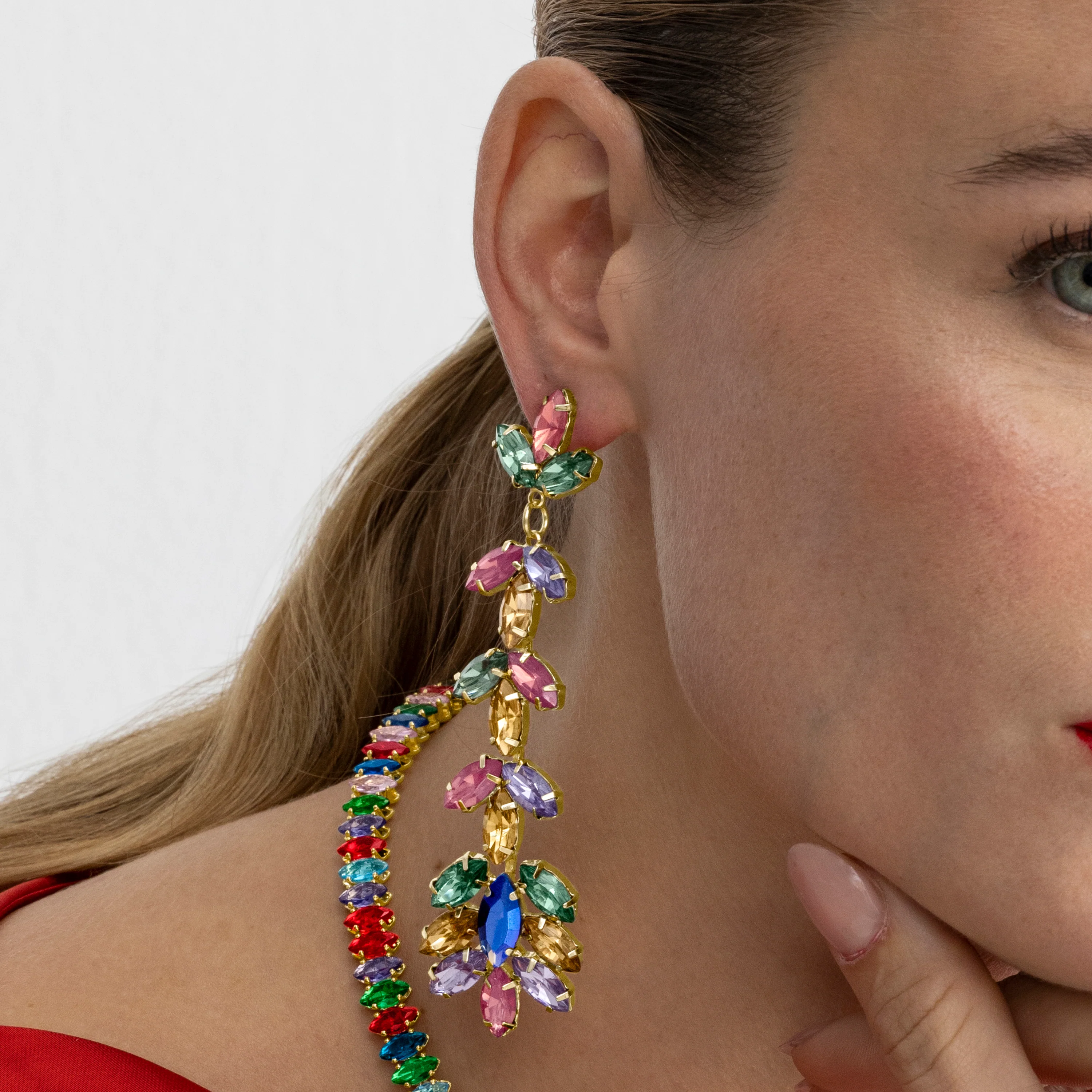 Pendientes con Cristal Multicolor acabado oro 18k - Durblai - Image 3