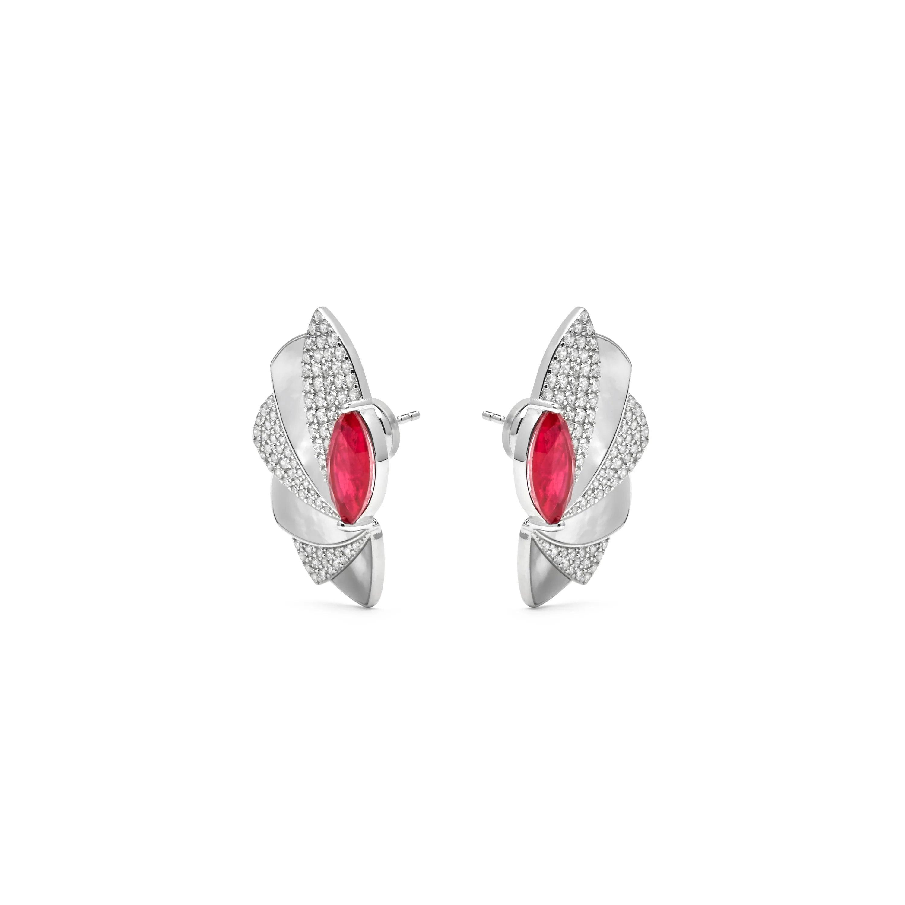 Pendientes de Plata de Ley 925 y Cuarzo Hidrotermal Cereza acabado rodio - Dyane - Image 3