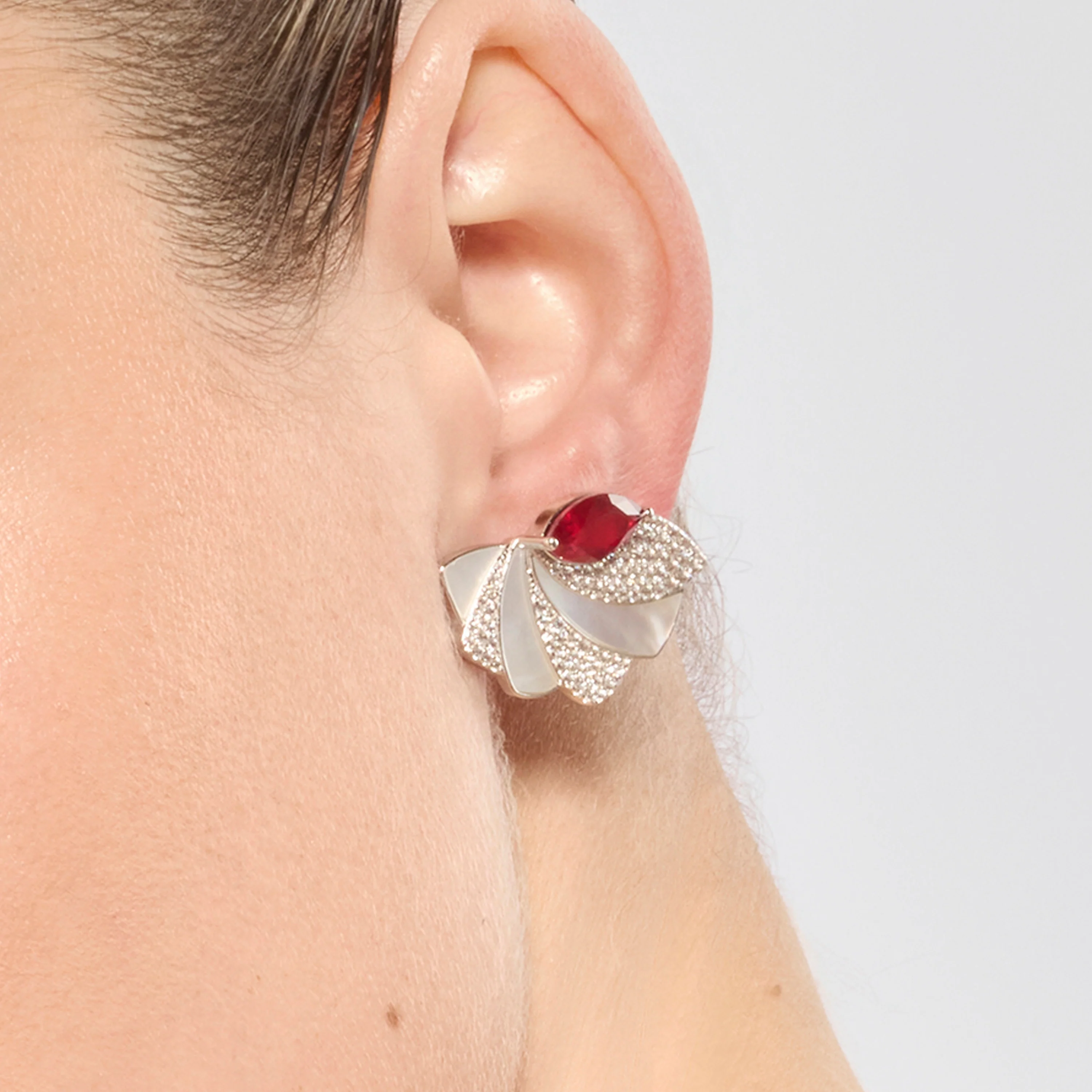 Pendientes de Plata de Ley 925 y Cuarzo Hidrotermal Cereza acabado rodio - Dyane - Image 4