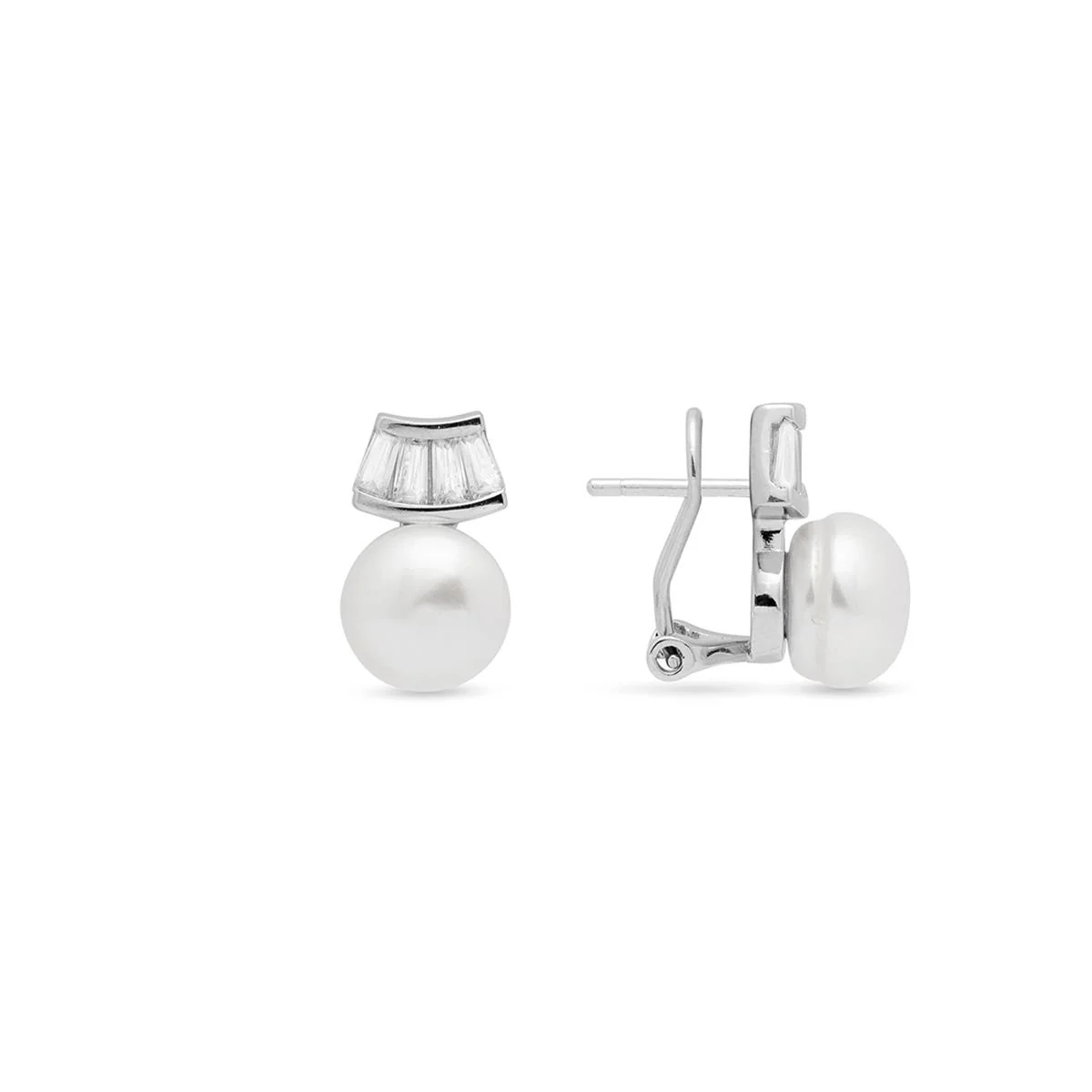 Pendientes Eahal plata, Circonita y Perla - Eahal BLANCO