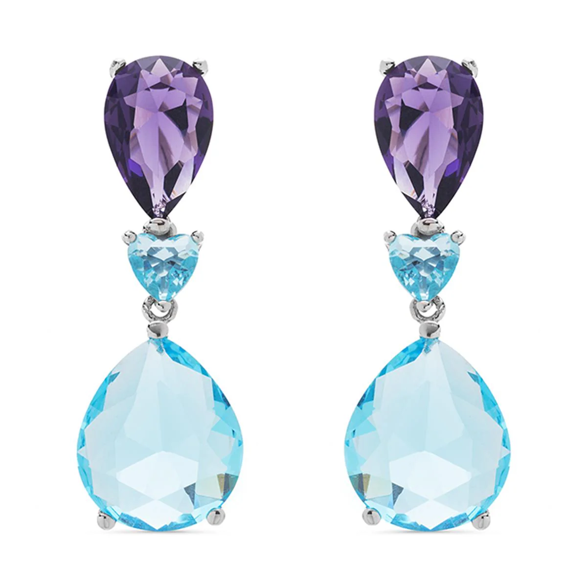 Pendientes Ecnon Plata, Azul y Morado CH - Ecnon MULTICOLOR