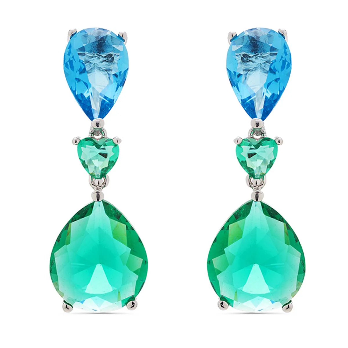 Pendientes Ecnon Plata, Verde y Azul CH - Ecnon MULTICOLOR