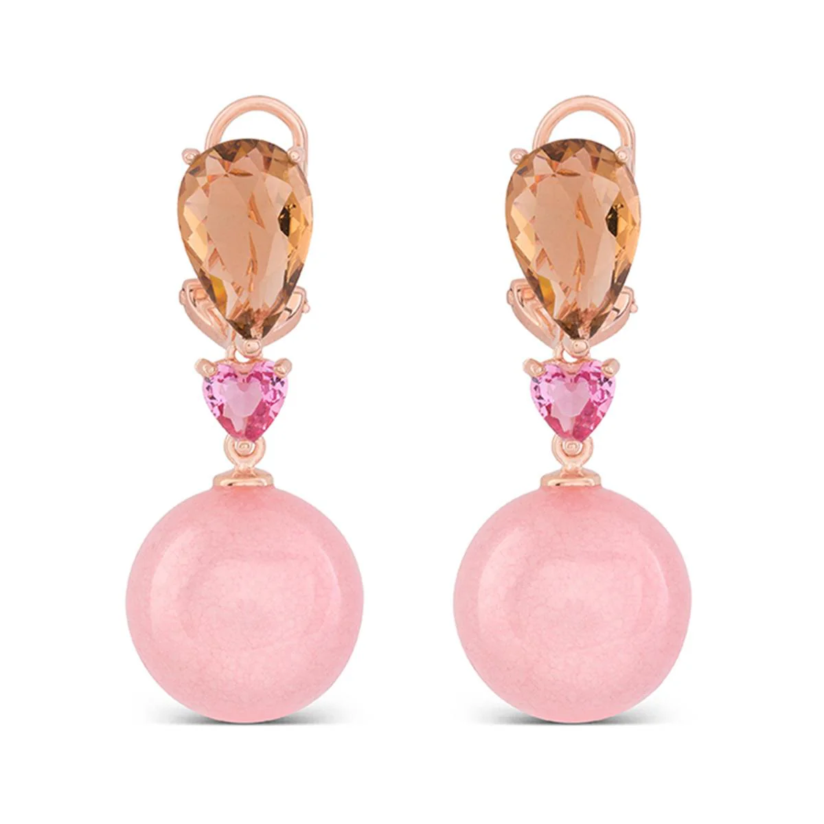 Pendientes Ecnon plata, Oro rosa y Coral rosa - Ecnon MULTICOLOR