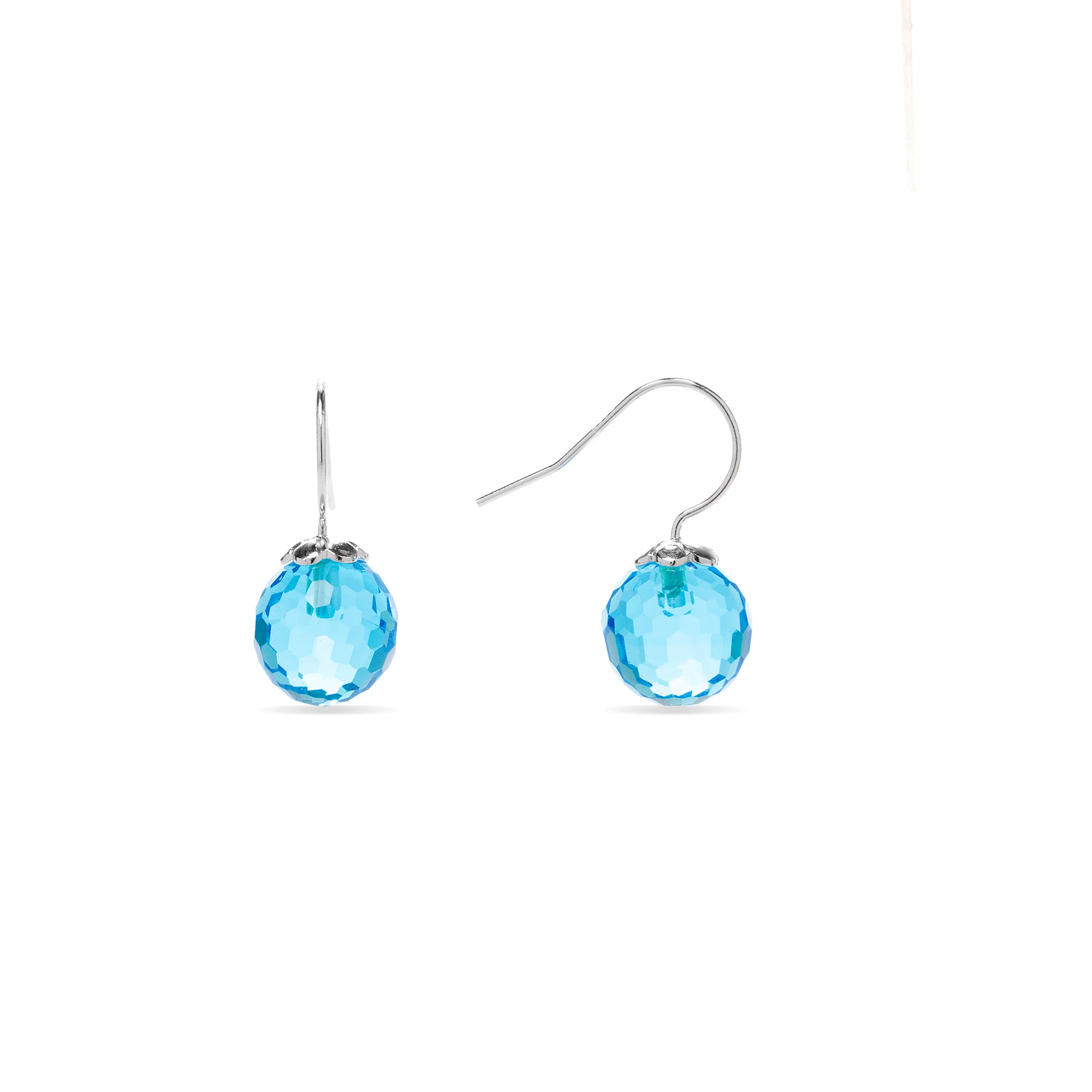 Pendientes de Plata de Ley 925 con Cuarzo Hidrotermal Azul Aguamarina acabados en rodio - Geel