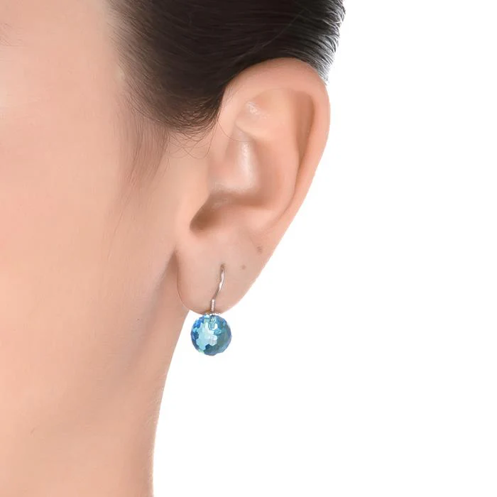 Pendientes de Plata de Ley 925 con Cuarzo Hidrotermal Azul Aguamarina acabados en rodio - Geel - Image 2