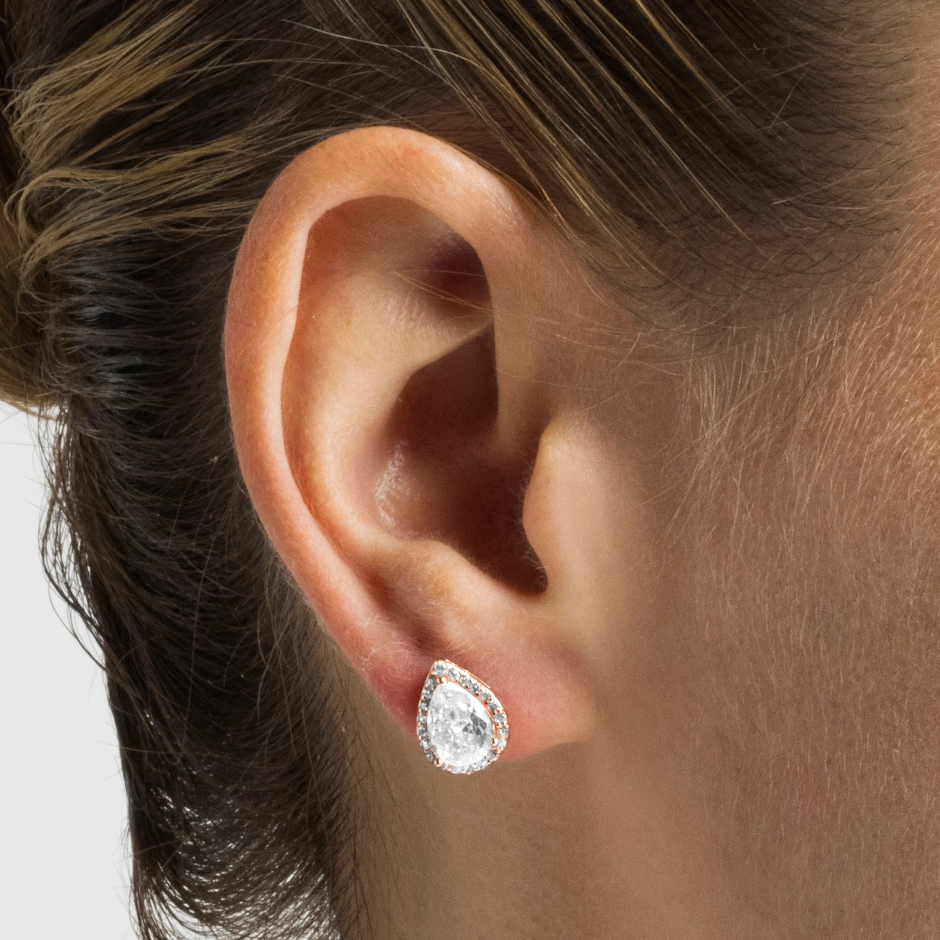 Pendientes de Plata de Ley 925 con Circonita Brillante acabados en oro rosa de 18K - Theli - Image 3