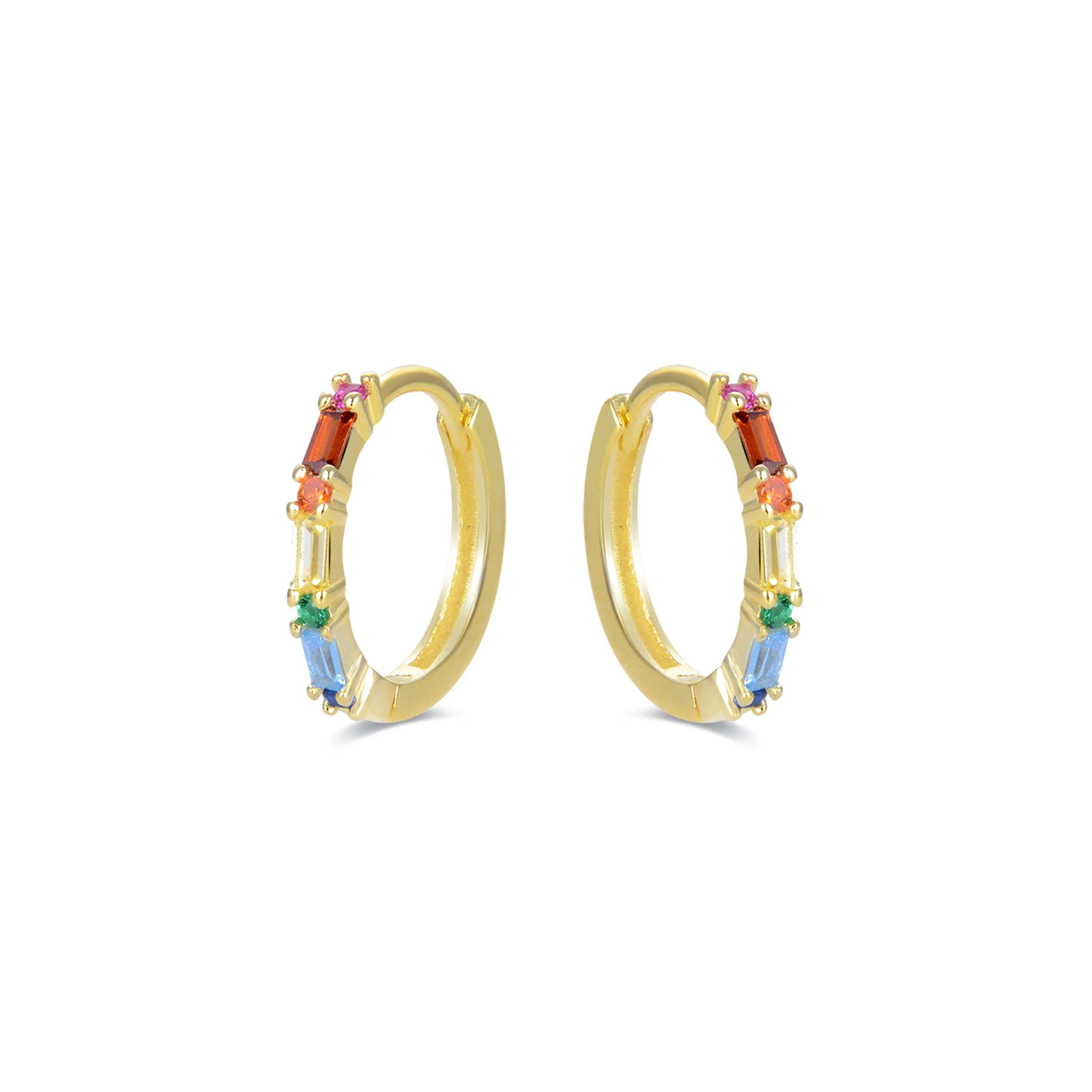 Pendientes de Plata de Ley 925 con Circonita Multicolor acabados en oro amarillo 18K - Elac - Image 3