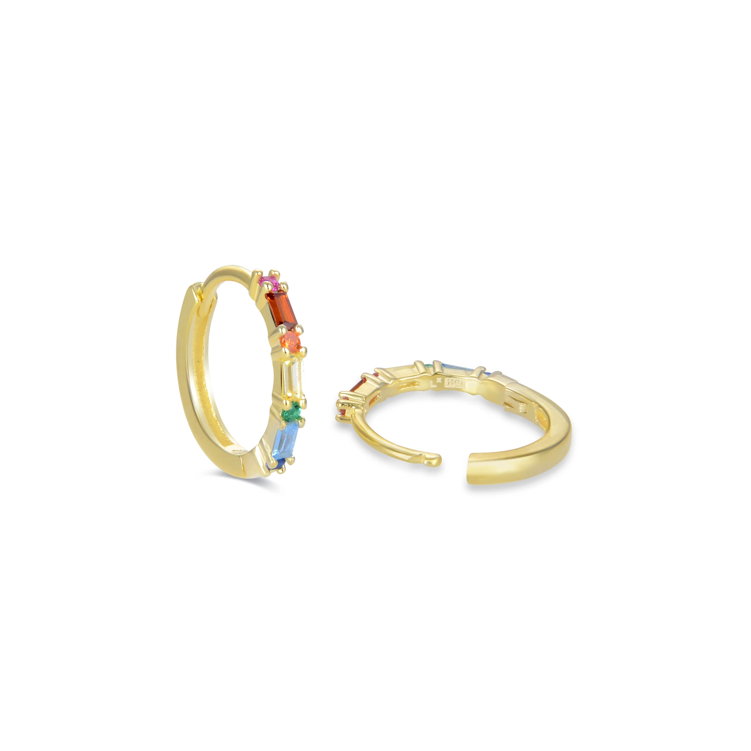 Pendientes de Plata de Ley 925 con Circonita Multicolor acabados en oro amarillo 18K - Elac - Image 5