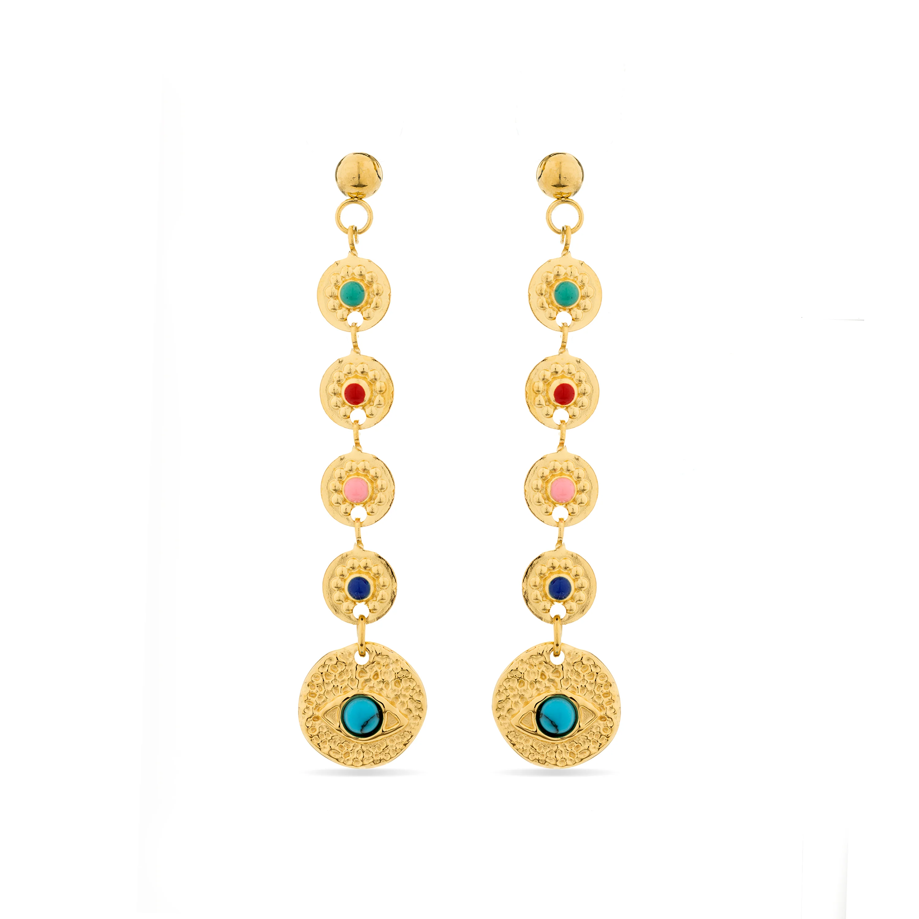 Pendientes de Turquesa acabados en oro amarillo 18K- Elbi