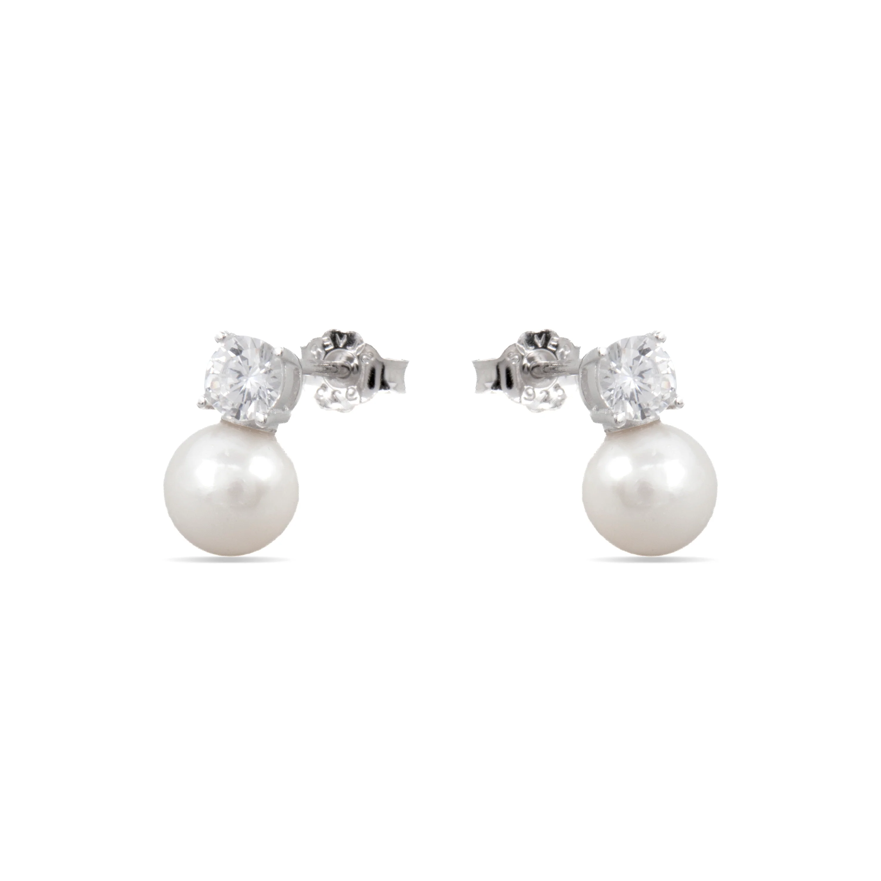 Pendientes de Plata de Ley 925 y Perla Blanca acabado rodio - Ablack - Image 3