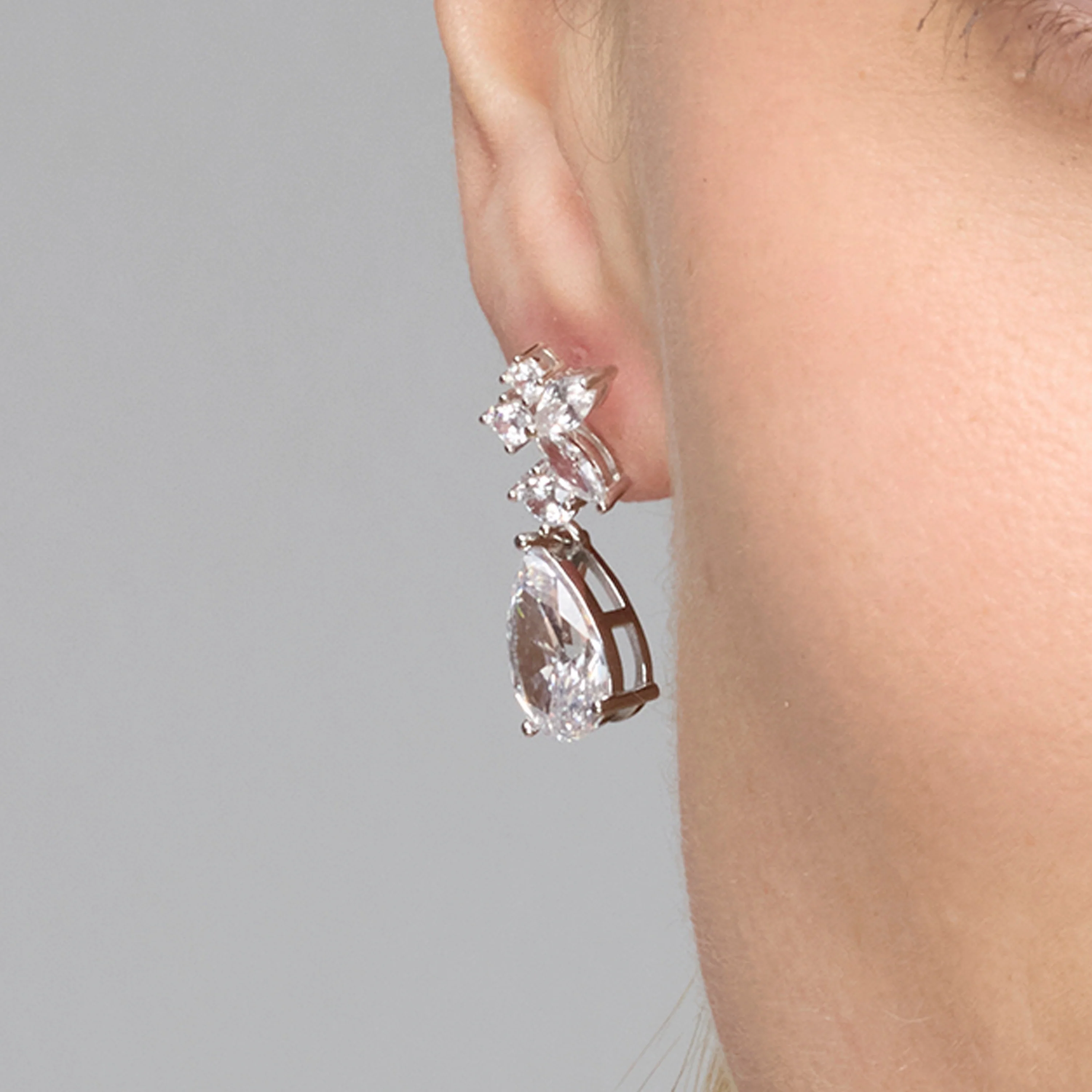 Pendientes de Plata de Ley 925 y Circonita Brillante acabado rodio - Raxal - Image 4