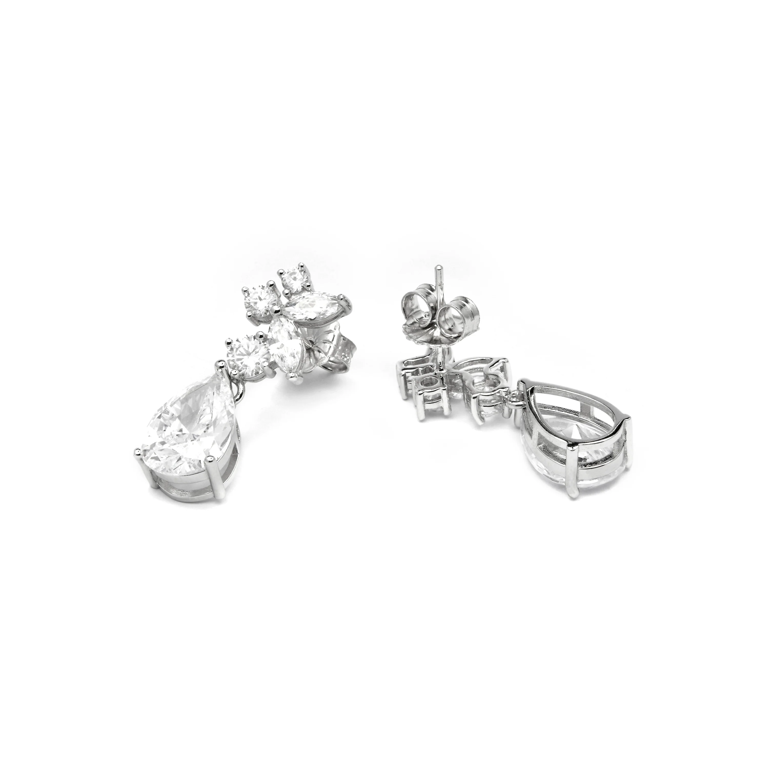 Pendientes de Plata de Ley 925 y Circonita Brillante acabado rodio - Raxal - Image 5