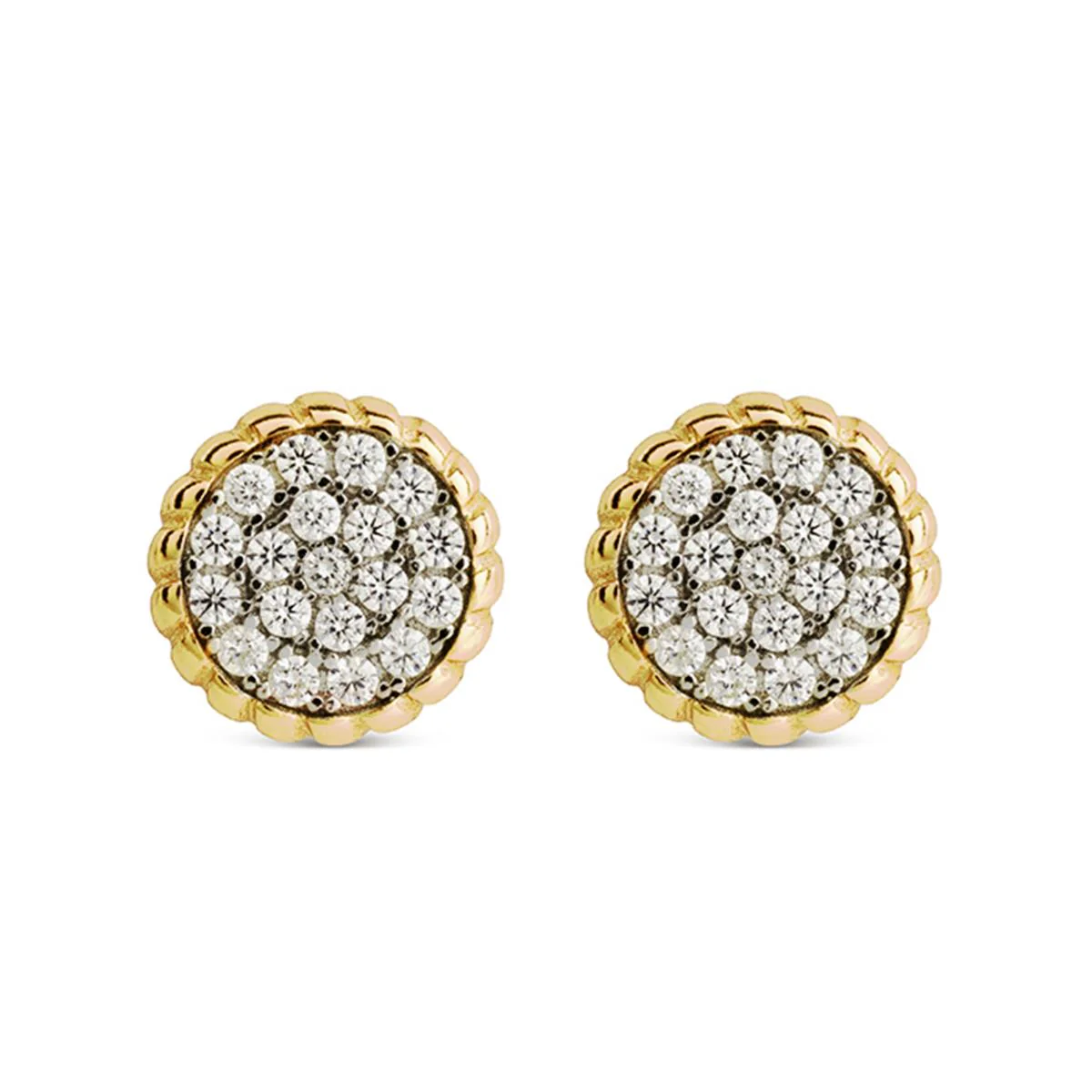 Pendientes Plata, Baño Oro Amarillo y Cz - Eresel BLANCO