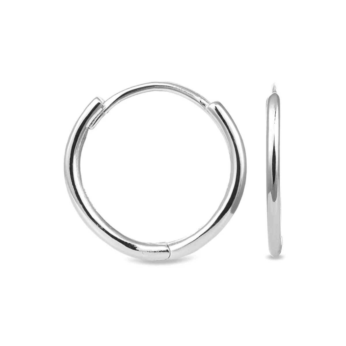 Pendientes de 14mm de diámetro de Plata de Ley 925 acabados en rodio - Erwe