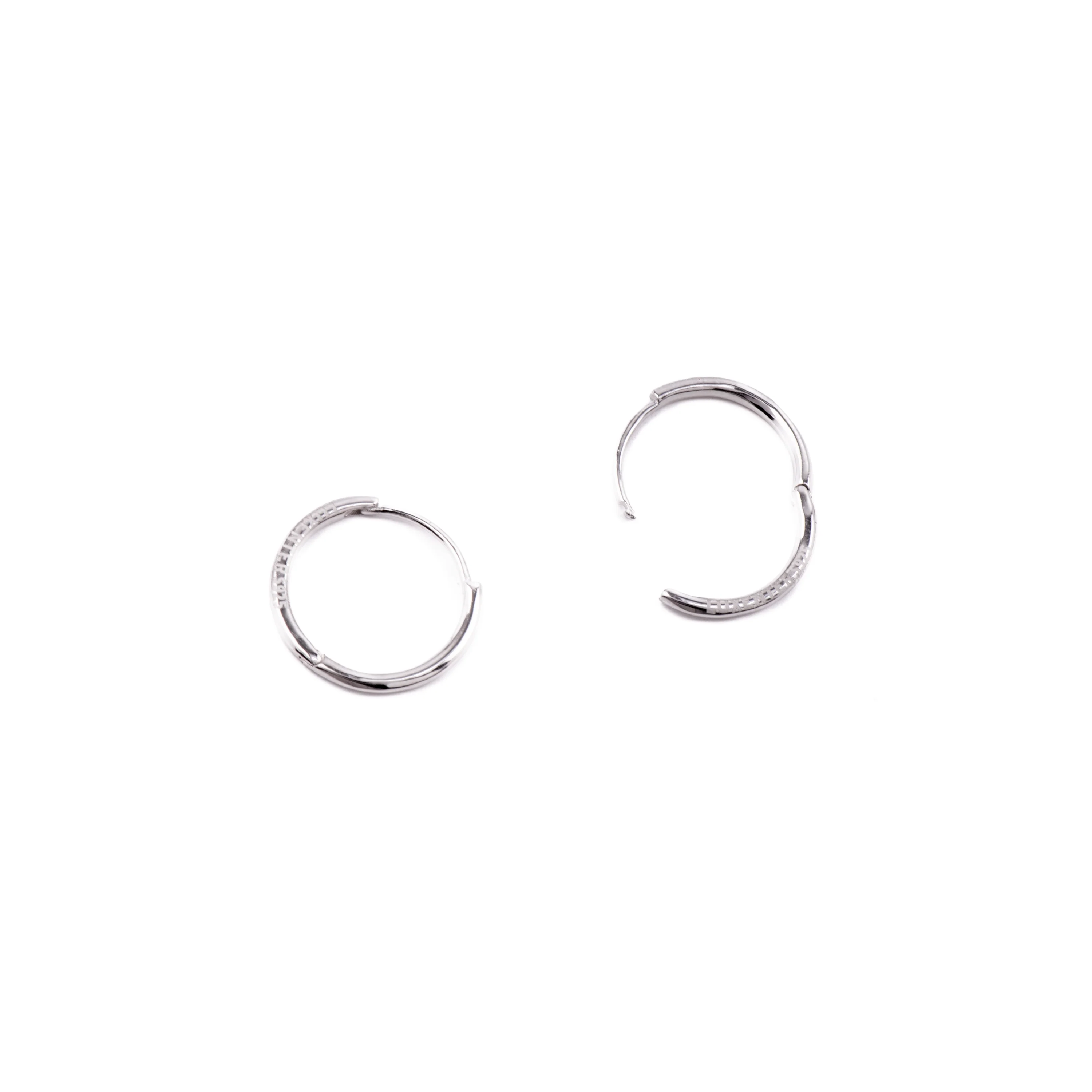 Pendientes de 14mm de diámetro de Plata de Ley 925 acabados en rodio - Erwe - Image 4
