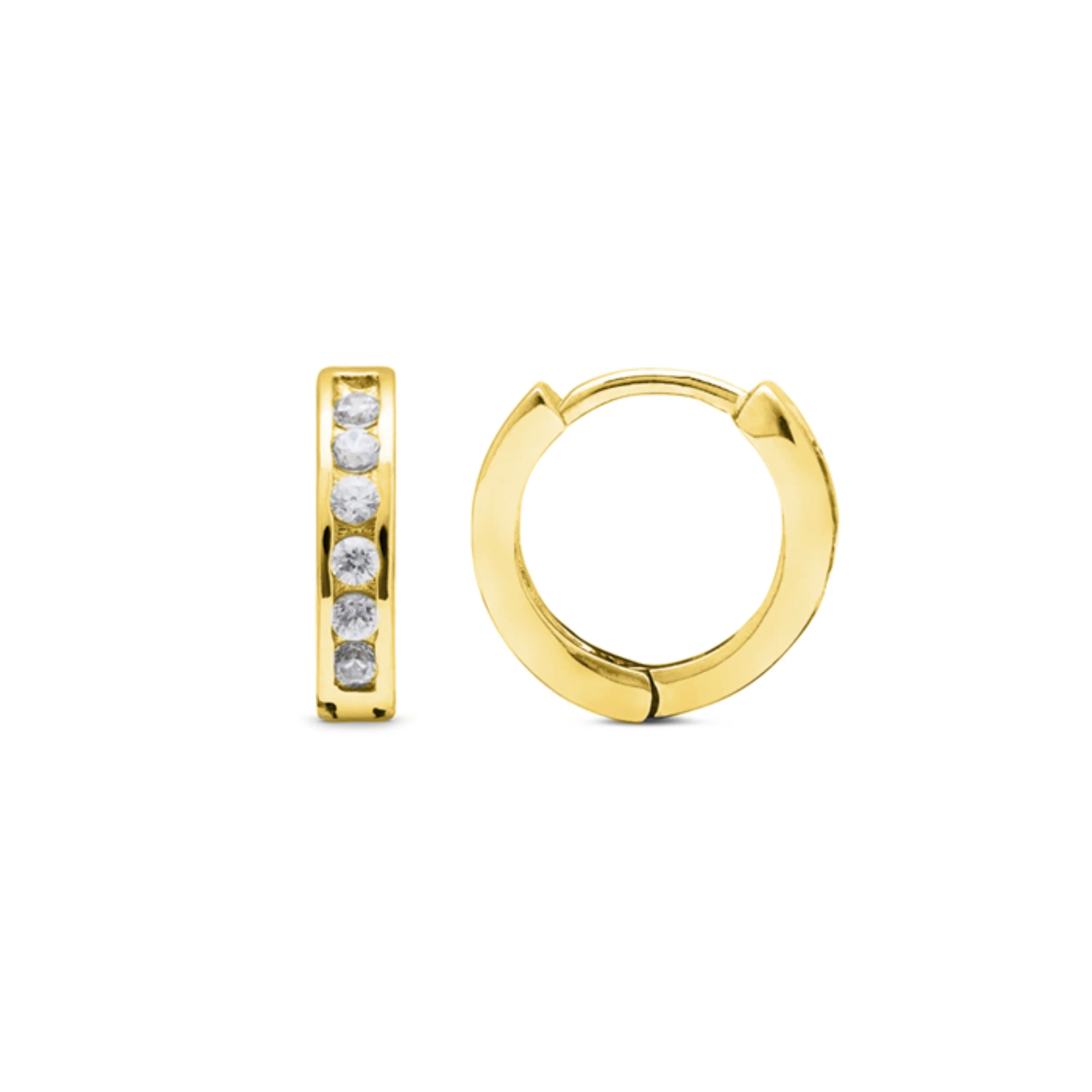 Pendientes de Plata de Ley 925 con Circonita Brillante acabados en oro amarillo 18K - Essential