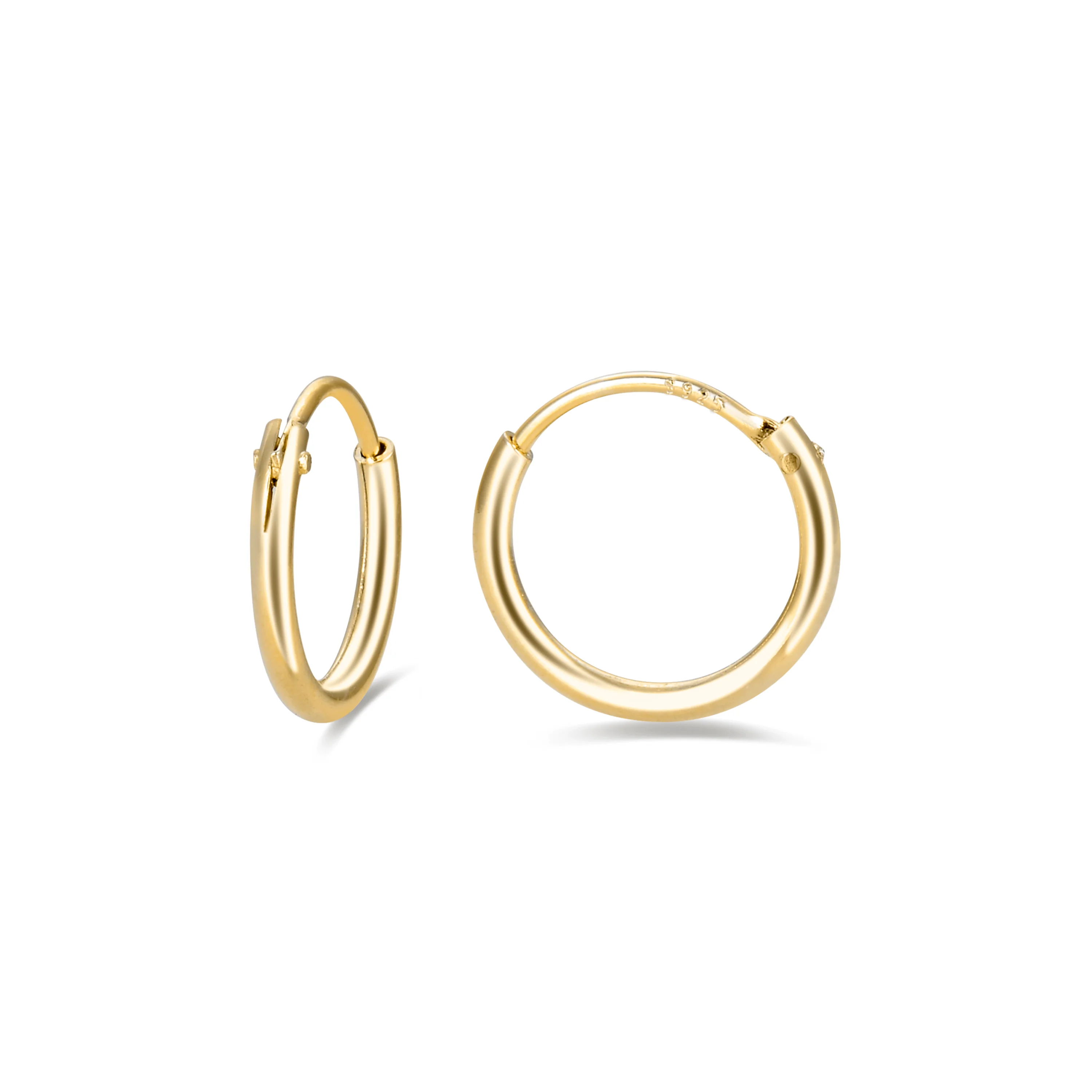Pendientes de 10mm de Plata de Ley 925 acabados en oro amarillo de 18K - Essential