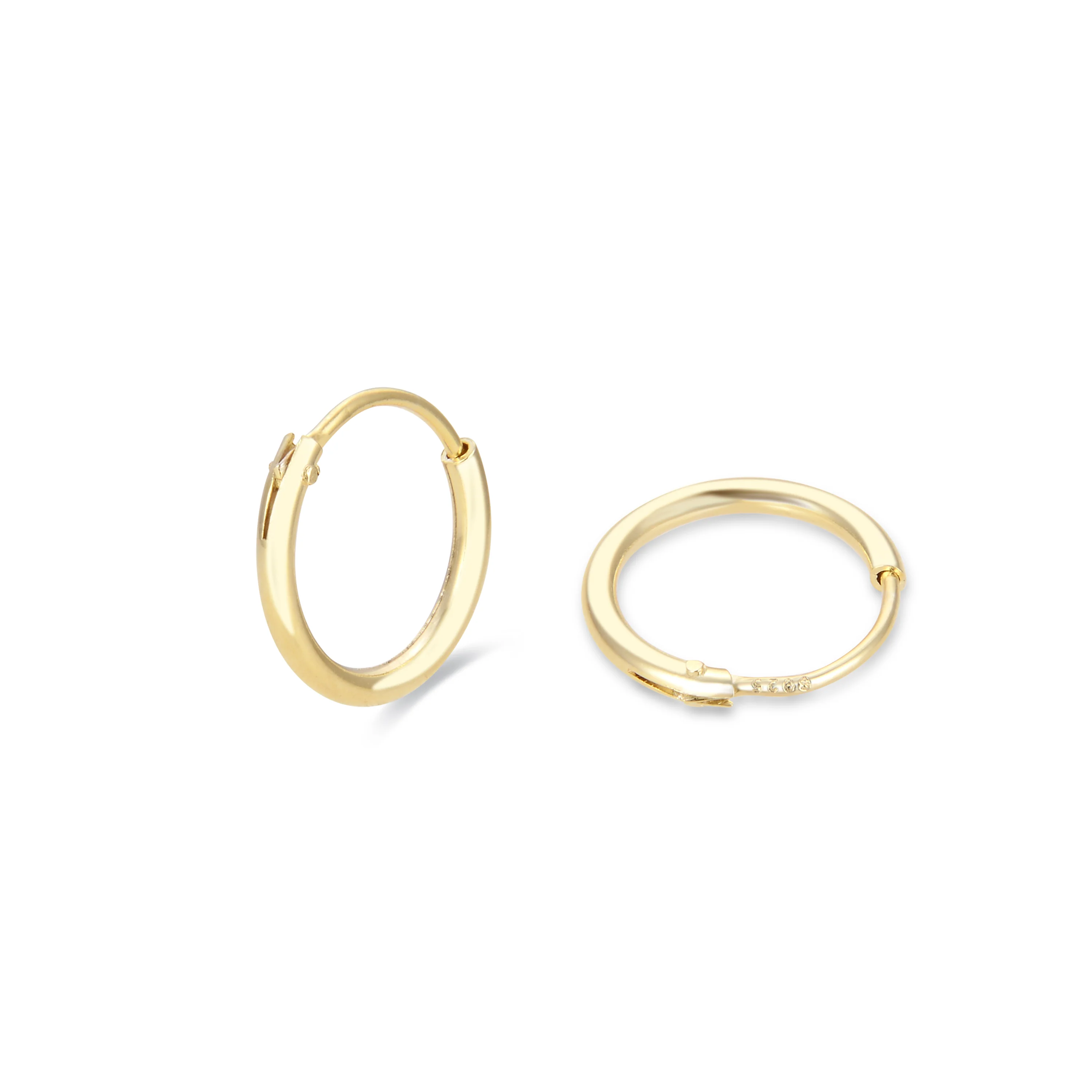 Pendientes de 10mm de Plata de Ley 925 acabados en oro amarillo de 18K - Essential - Image 4