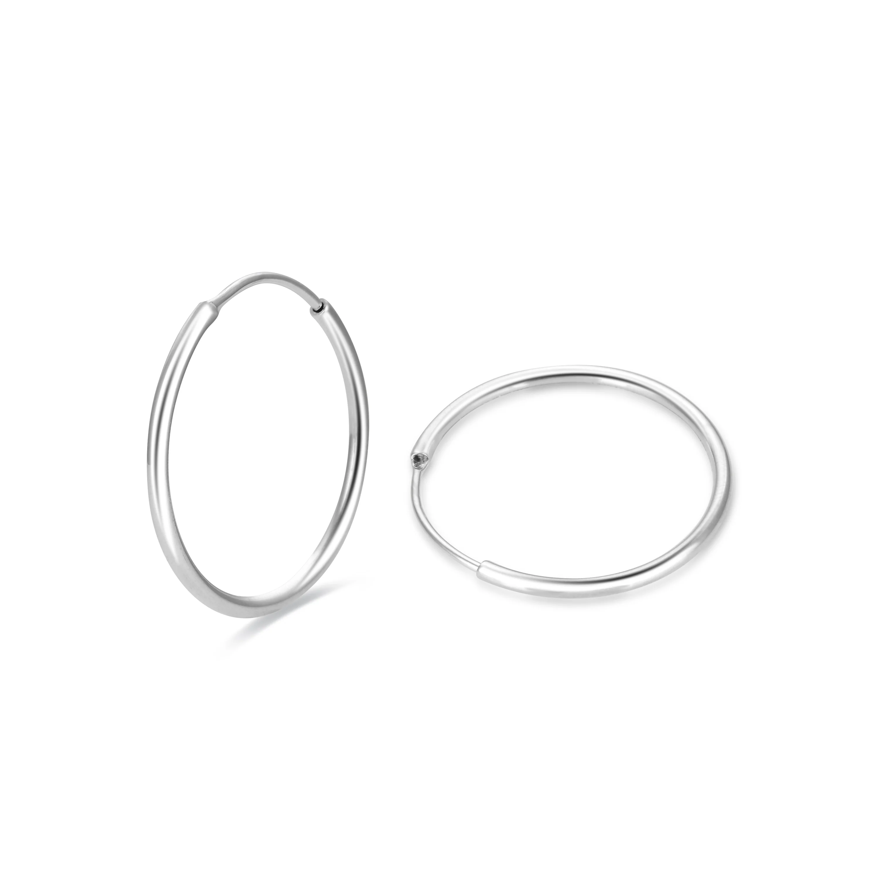 Pendientes de 20mm de Plata de Ley 925 acabados en rodio - Essential - Image 5