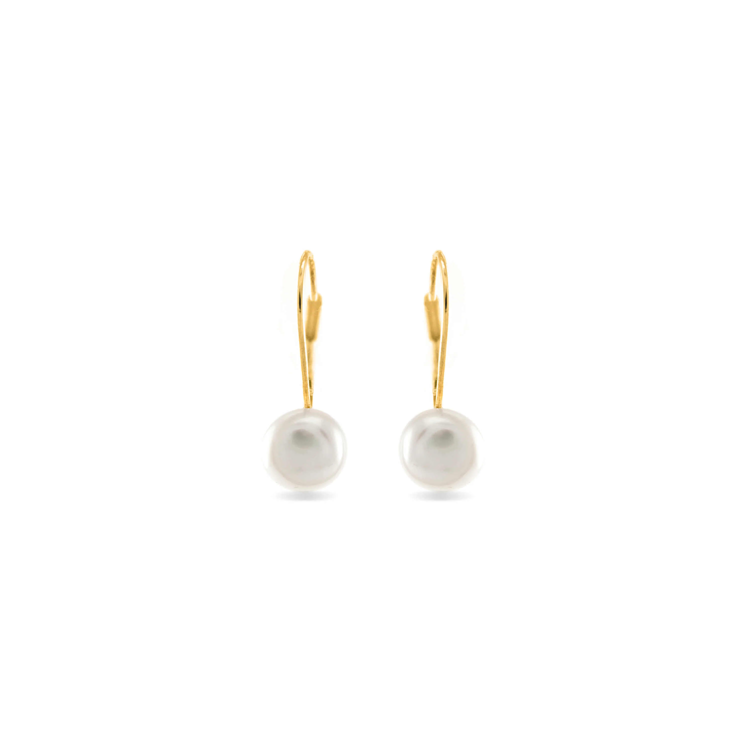 Pendientes de Plata de Ley 925 con Perla Blanca acabados en oro amarillo 18K - Essential