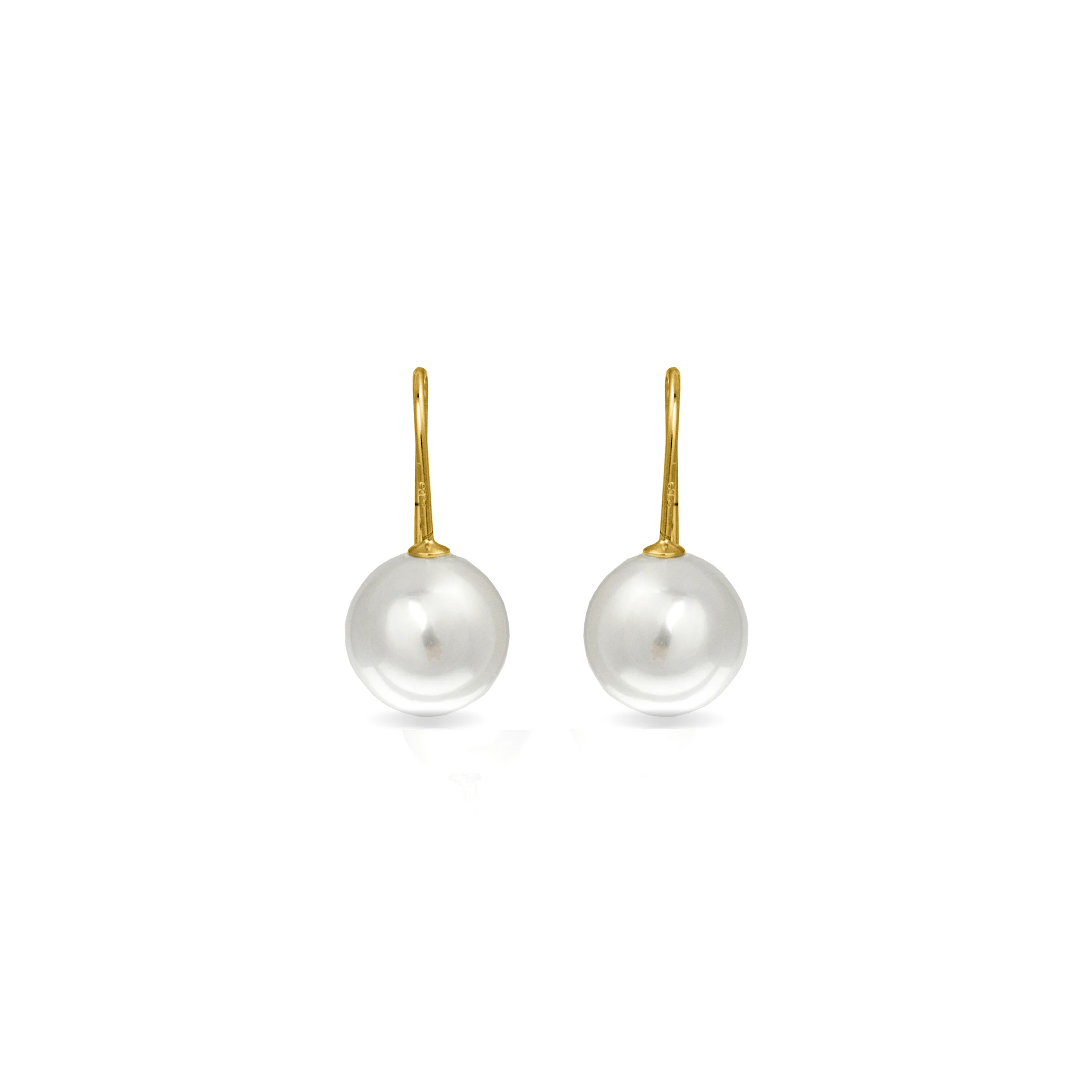 Pendientes de Plata de Ley 925 con Perla Blanca acabados en oro amarillo 18K - Essential